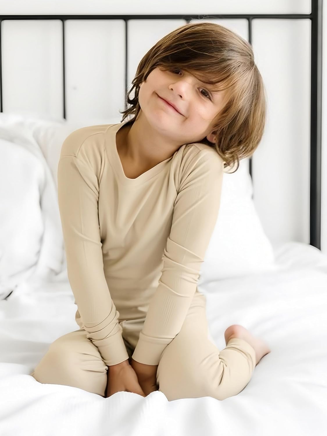 BABY 2T-10Y Toddler Kids Girls Boys Soft Comfy Viscose 2pcs Set Long Sleeve Plain Shirts and Pants Sets