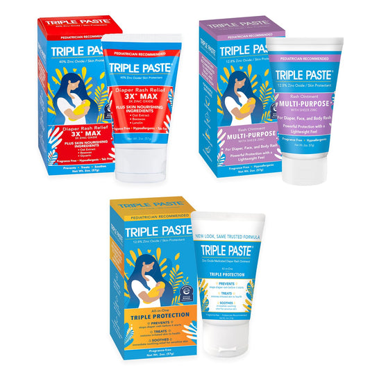 Triple Paste Gift Bundle: Diaper Rash Cream Ointment, 3X Max Strength, Multi-Purpose, 2oz Trio Kit