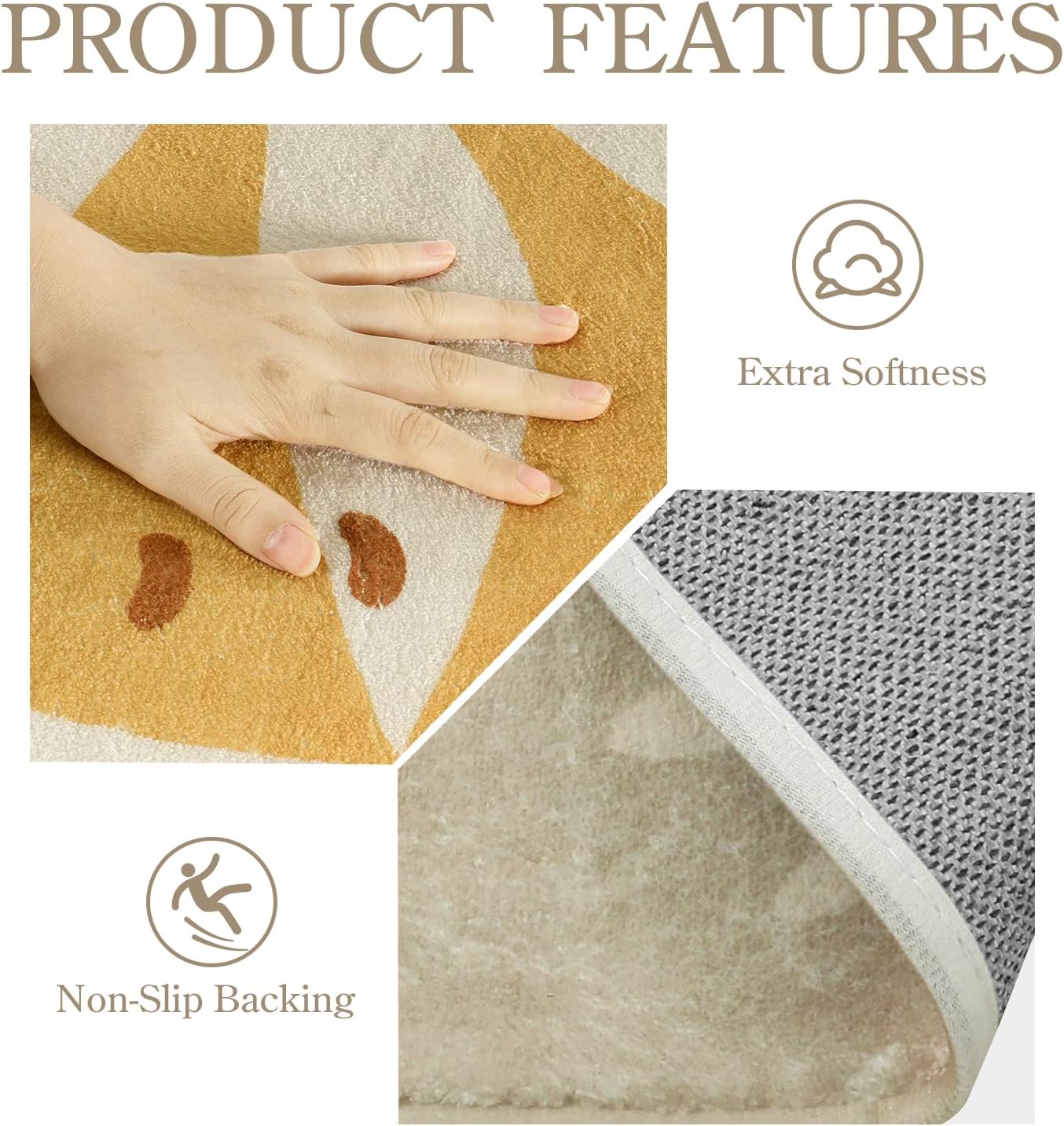 Lahome Boho Rug for Living Room - 5 x 7 Area Rugs Washable Non-Slip Soft Bedroom Carpet Ultra-Thin Throw Tan Dining Room Rug, Botanical Print Indoor Modern Floral Rug for Office Nursery Kids Room