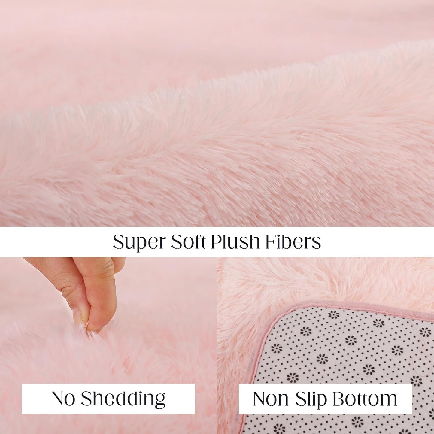 Soft 6x9 Pink Rug, Fluffy Area Rugs for Living Room, Plush Area Rugs for Bedroom, Non-Slip Indoor Carpet for Nursery, Study Room, Kids Room, Room Decor