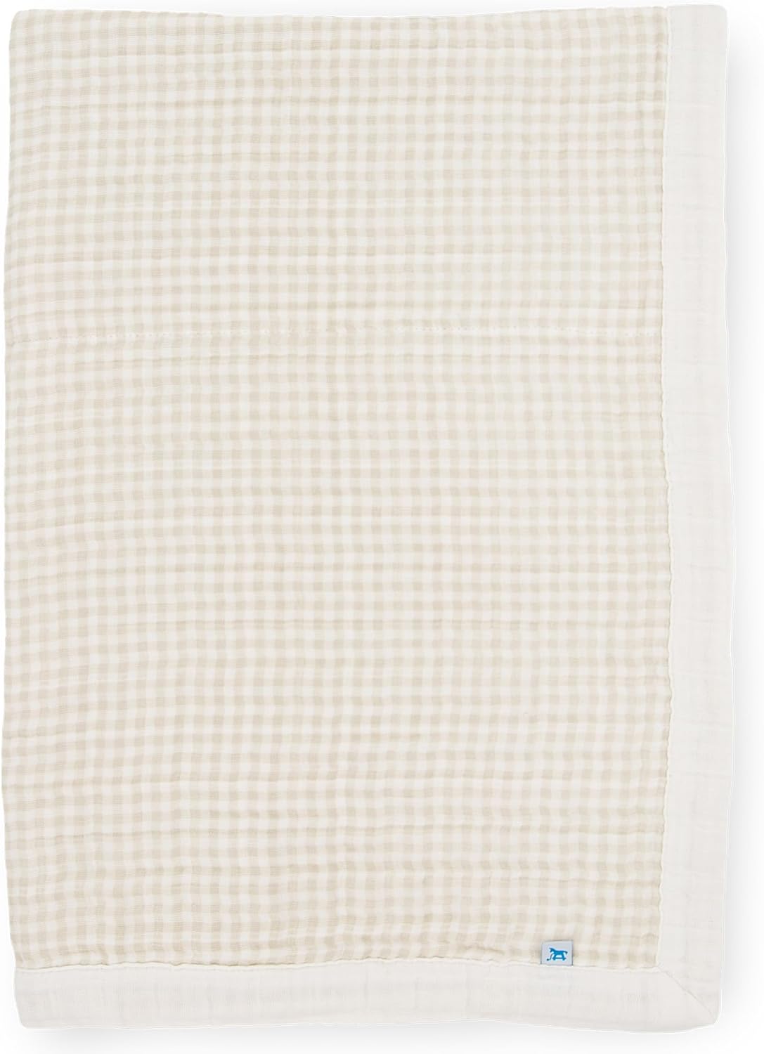 Little Unicorn Newborn Receiving Quilt | Ultra- Soft, Multi-Layered Muslin Fabric | Gift for Newborns & on-The-go (Tan Gingham)