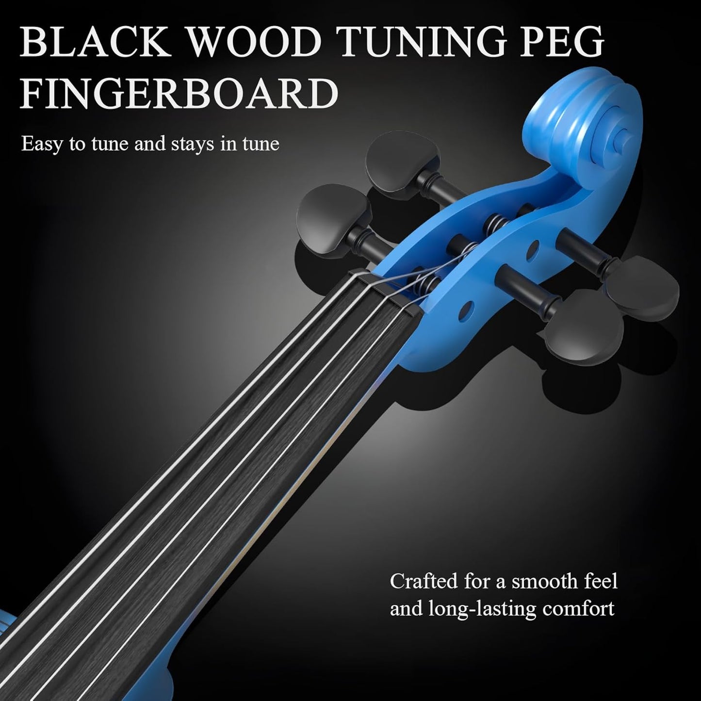 4/4 Beginner Violin Kit for Adults, Complete Full Size Violin Set with Portable Case, Bow, Rosin, Dark Blue