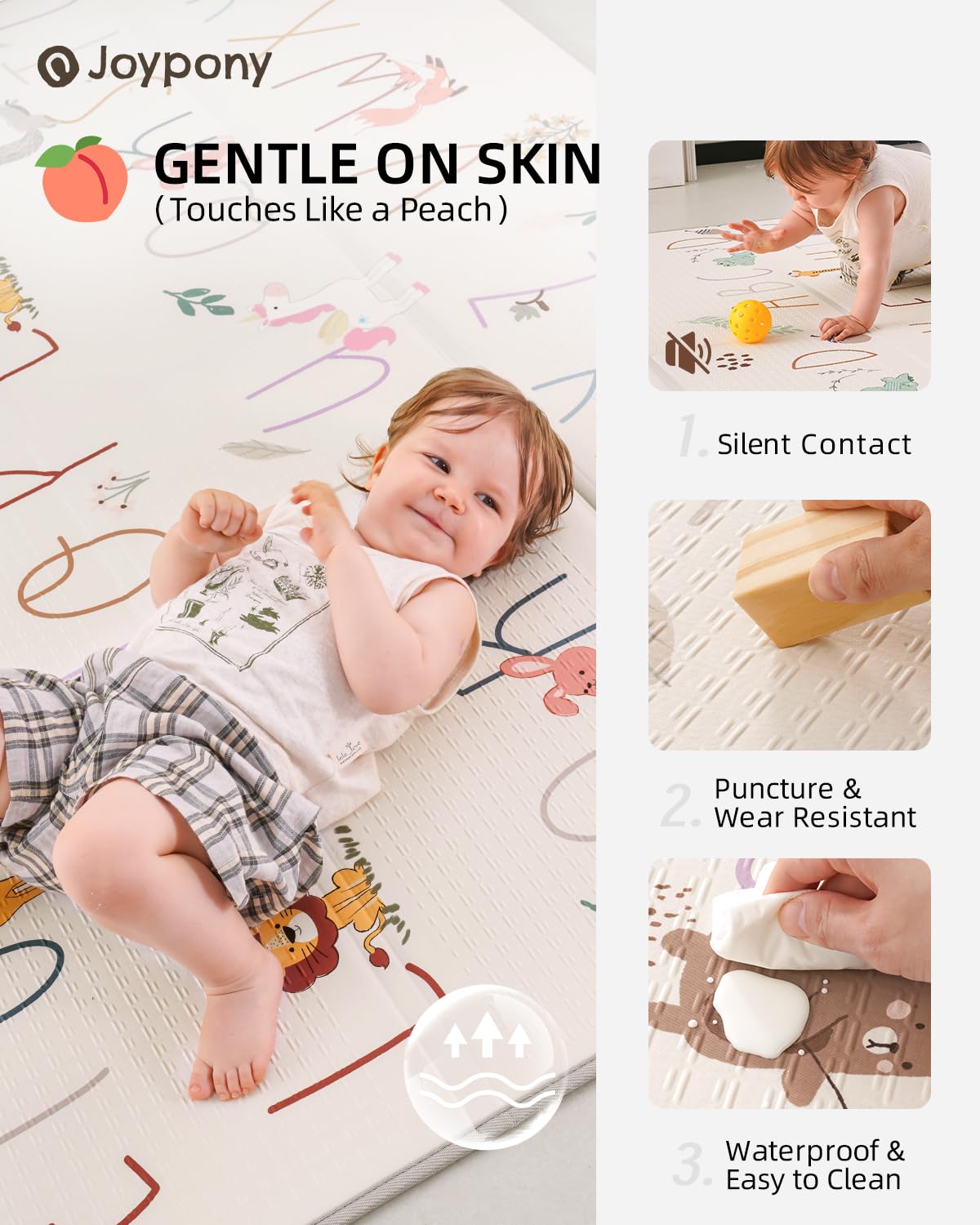 Baby Play Mat 59x71 Inch, 2 in 1 Fabric & XPE Dual-Sided Design Foldable Play Mats for Babies and Toddlers, Waterproof & Anti-Slip Baby Mat for Floor, Portable Baby Foam Crawling Mat with Travel Bag