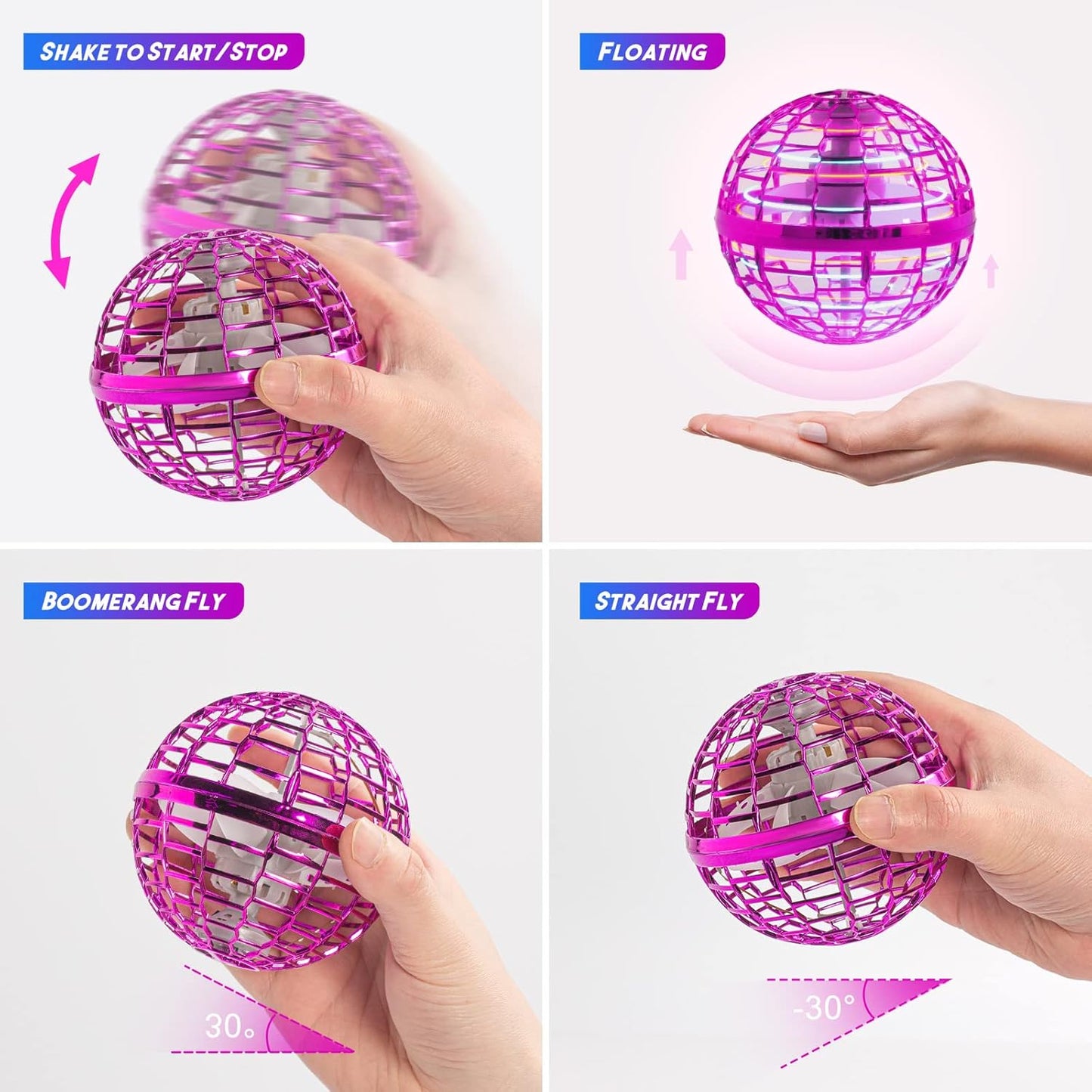 Flying Orb Ball Toy 2023 Galaxy Ball,Cosmic Globe Boomerang Hover Orb Ball, Galactic Fidget Spinner, Hand Drone Ball, Kids Toys for Boys Age 6 7 8 9 10 11 12 Boys Girls Cool, Pink