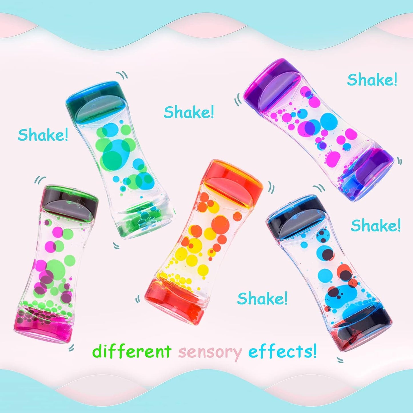 Liquid Motion Bubbler Timers Pack of 10 Liquid Bubbler Colorful Hourglass for Sensory Play,Relaxing Calming Fidget Toys for Anxiety Autism ADHD,Office Home Desktop Decor