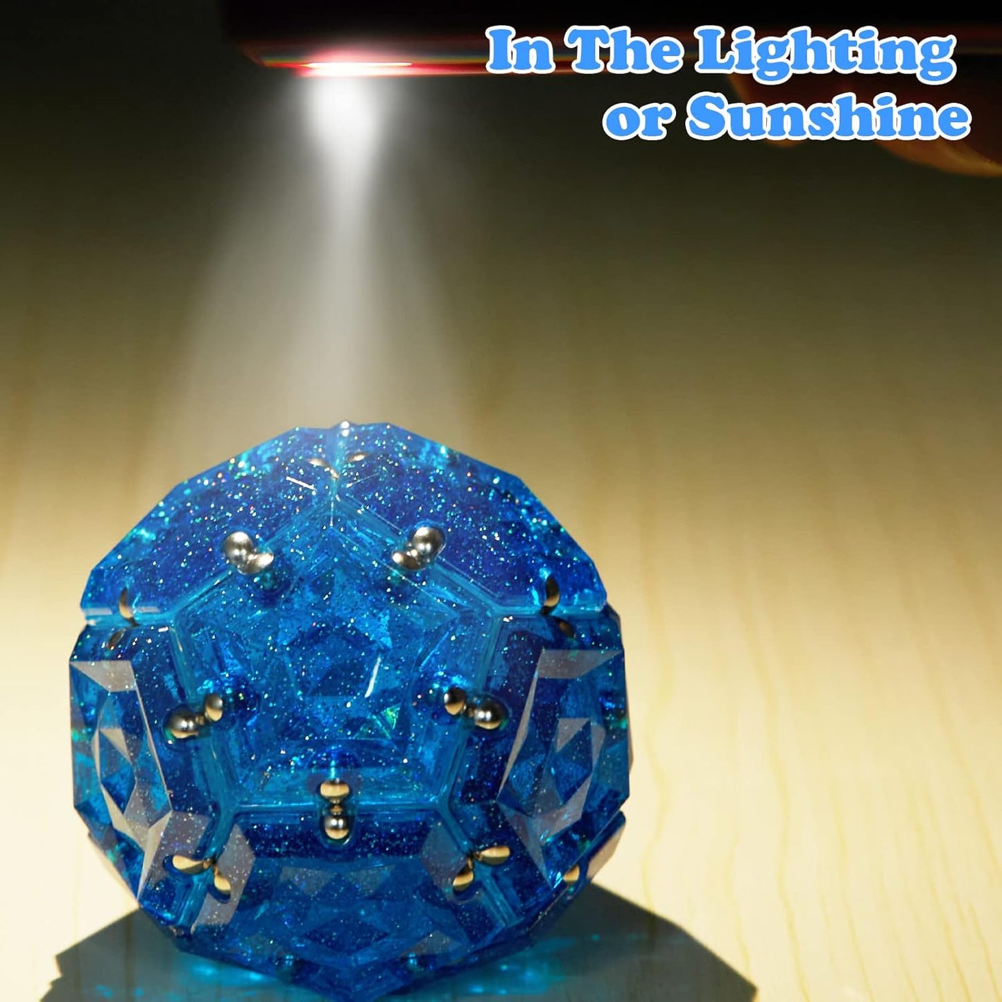 Magnetic Fidget Sphere Magnets Balls - Crystal Diamond Blue Holographic Glitter - Magnet Fidgets Toy - 12 Piece Set - Creativity Beyond Imagination, Inspirational, Recreational, Desk Toys for Adults