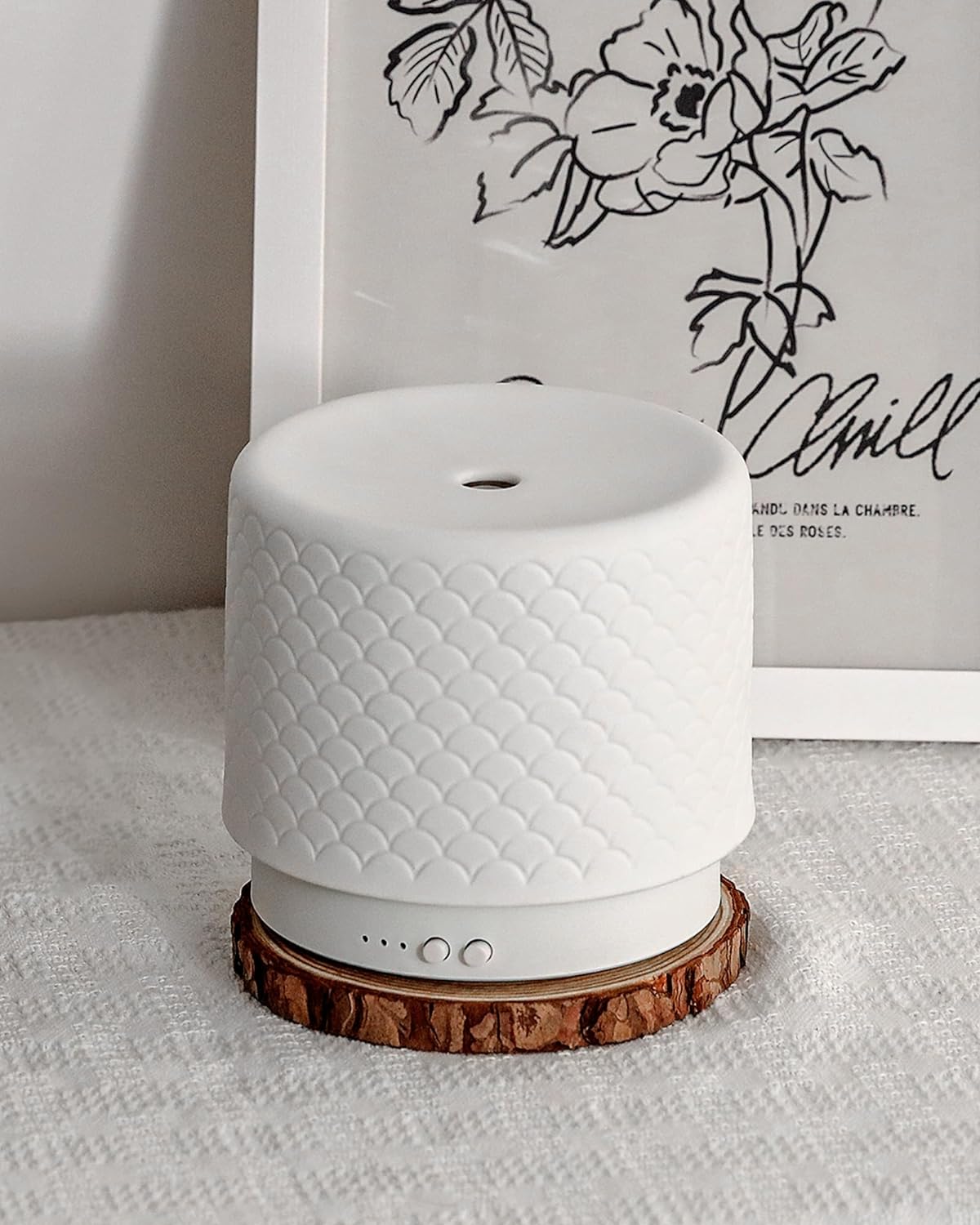 Ceramic Essential Oil Diffuser 280ml- Aromatherapy Diffuser with Ultrasonic Cool Mist Humidifier, Night Light, Timer, Auto Shut-Off, Large Room Aroma Diffuser for Home, Bedroom, Office, Yoga