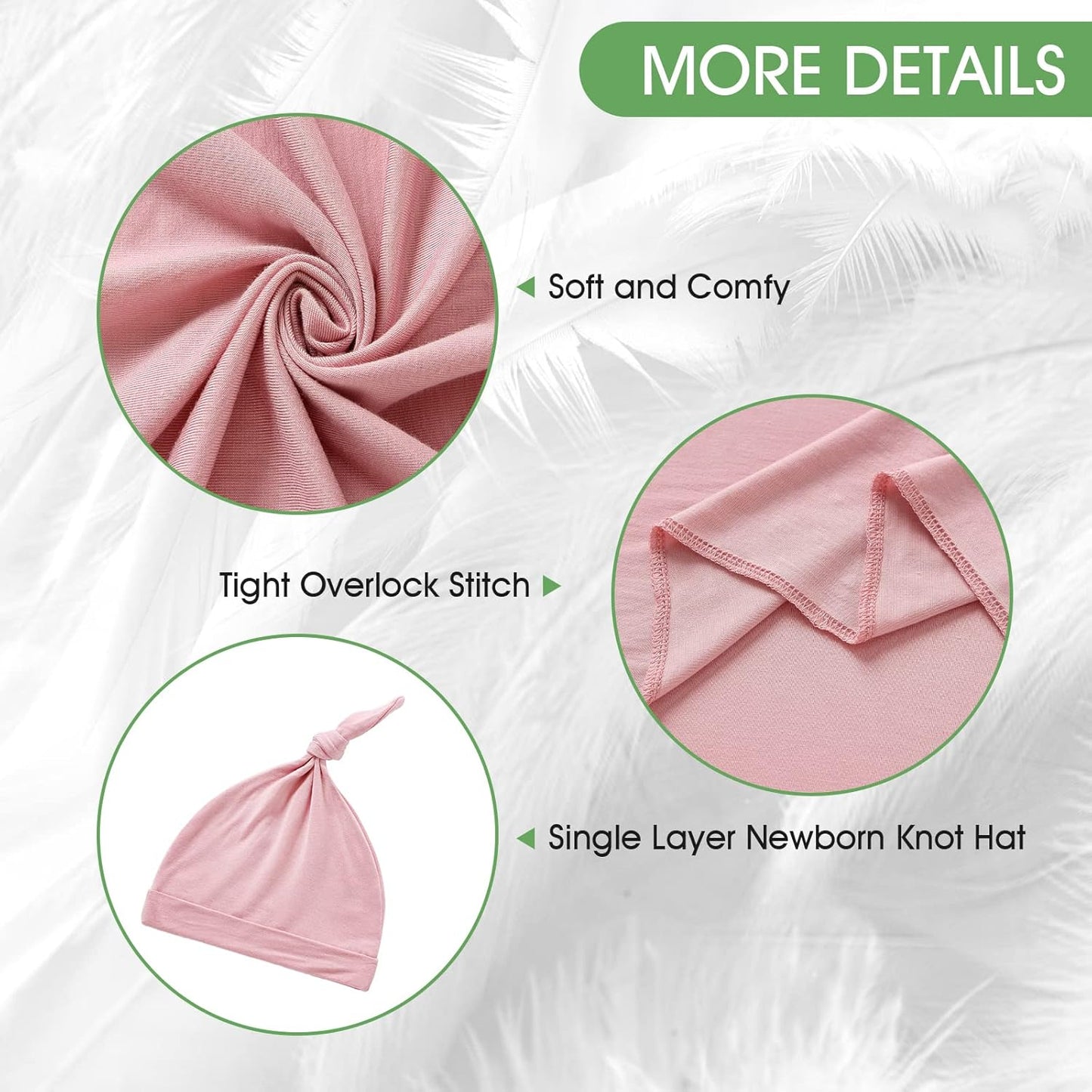 iEvolve Cotton Knitted Baby Swaddle Blanket with Hat Headband Set Newborn Swaddle Wrap Receiving Blankets for Baby Girl Boy 35" x 35"(Pink)