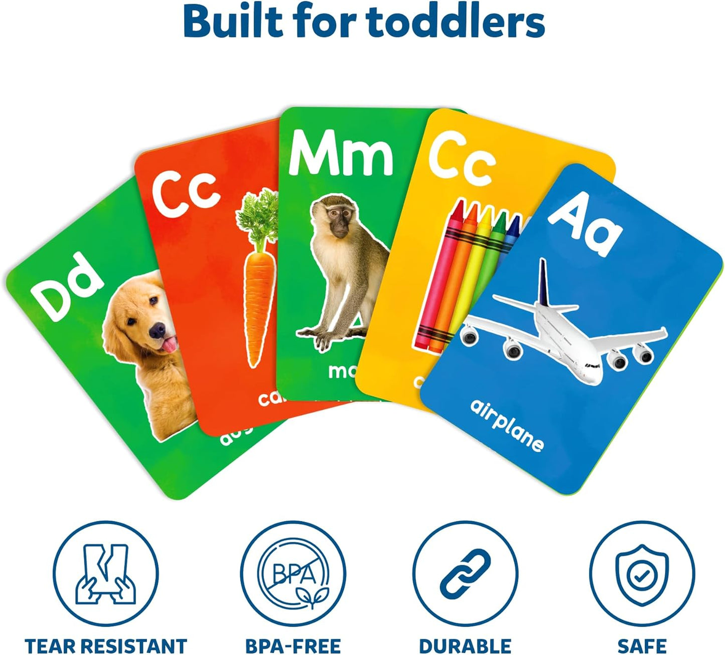 Skillmatics Thick Flash Cards for Toddlers - Letters & First 100 Words, Montessori Toys & Games, Gifts, Preschool Learning for Kids 1, 2, 3, 4 Years
