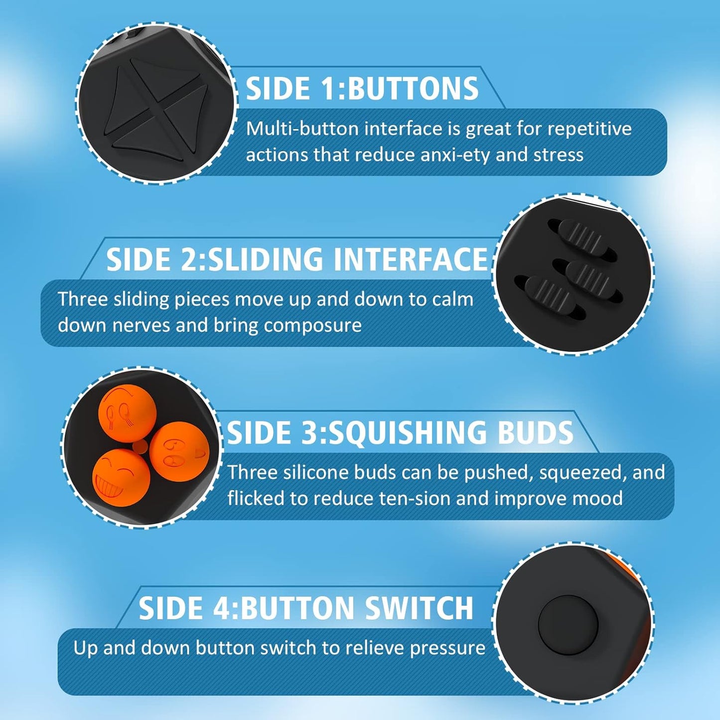 Fidget Dodecagon –12-Side Fidget Toys Cube Relieves Stress and Anxiety Anti Depression Cube for Children and Adults with ADHD ADD OCD Autism (A1 Black)