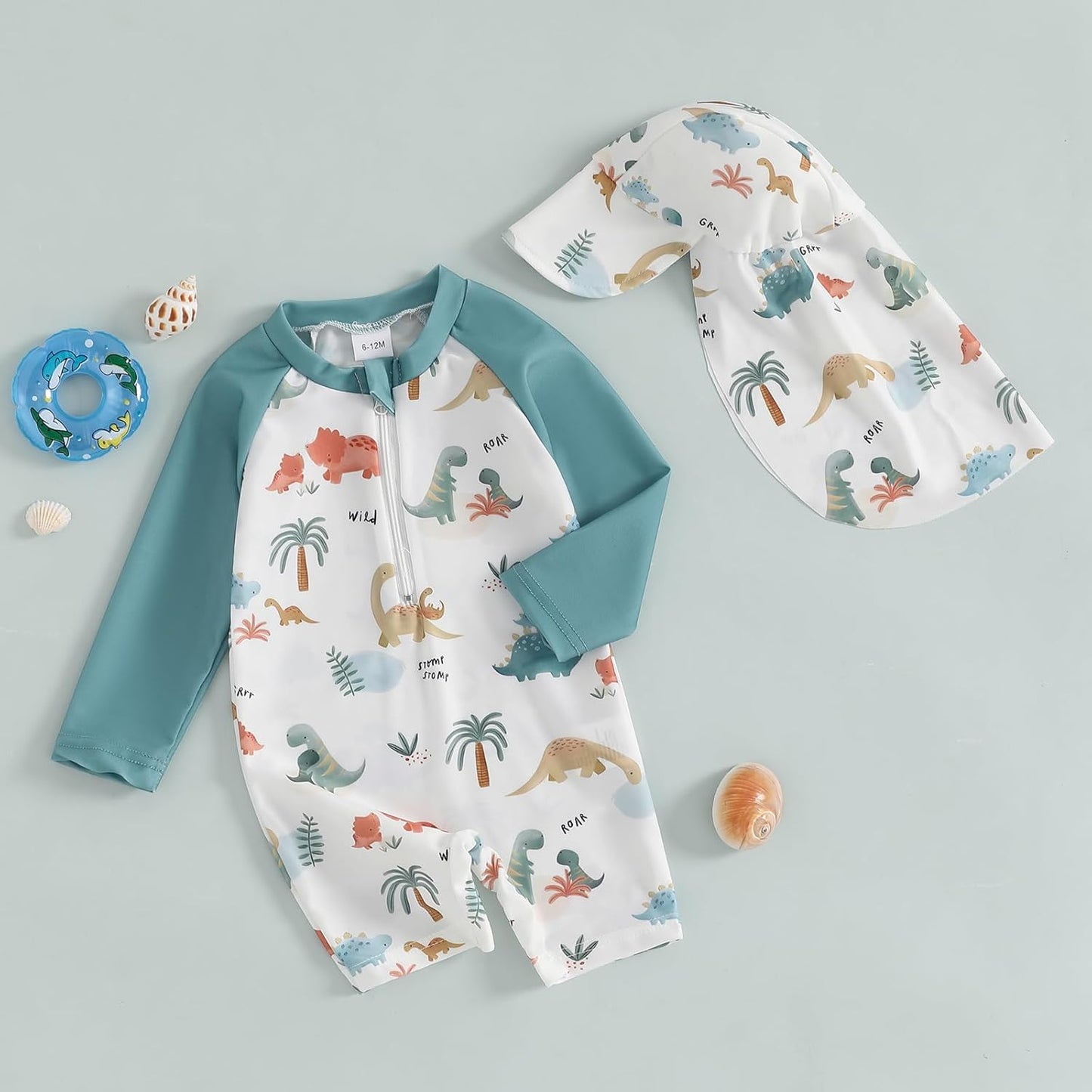 Hnyenmcko Baby/Toddler Boy Rash Guard Swimsuit Long Sleeve One Piece Zipper Swimwear Sunsuit Infant Bathing Suit Beachwear