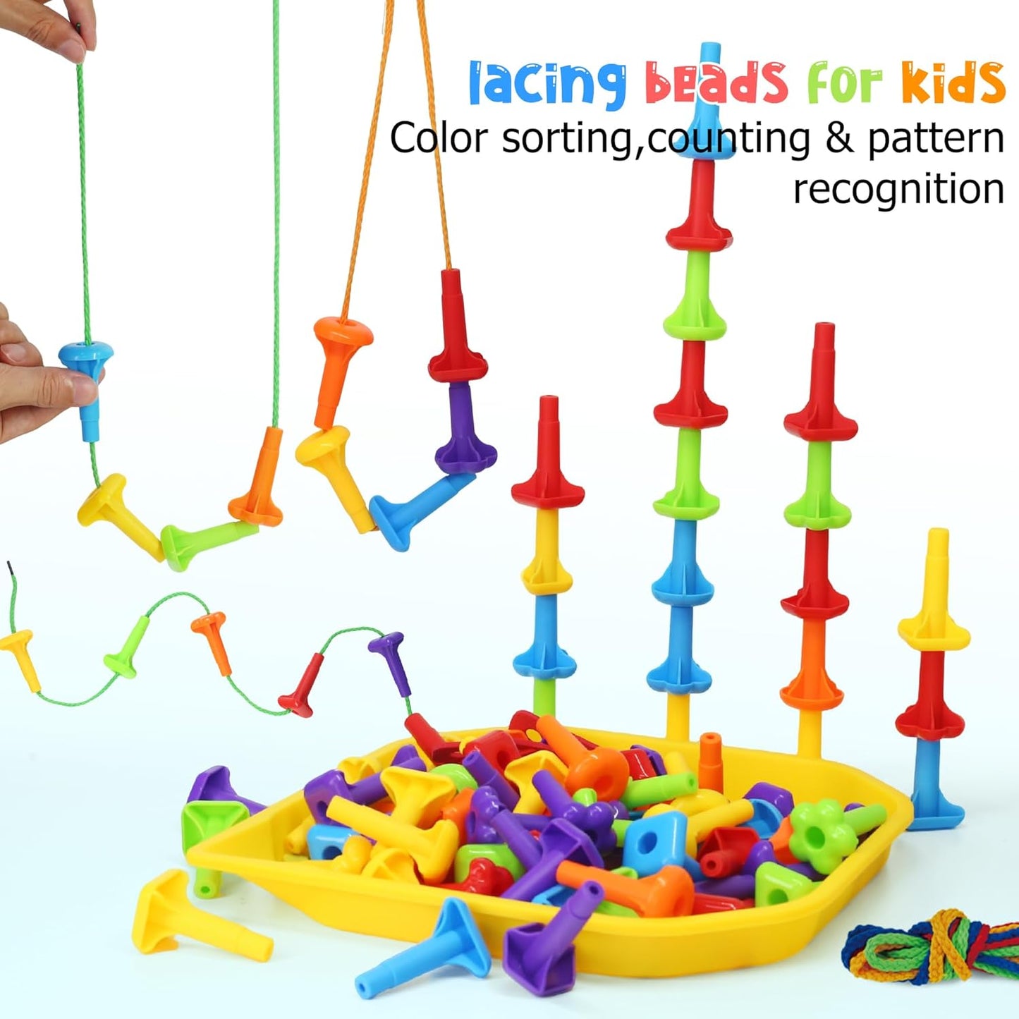 Peg Board Toy set 73Pcs DIY Building Stacking Toys for Kids 3-6 Years Old,STEM Educational Kids Toy for Brain Development,Montessori Sensory Toys,Upgrade Various Foam Board Plastic Lacing String Game