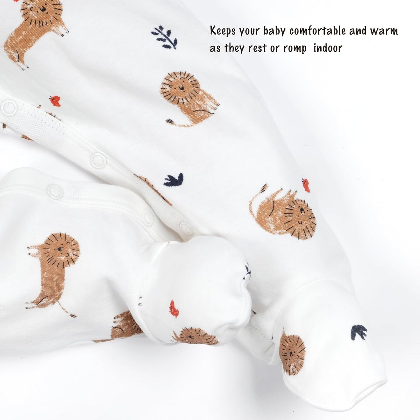 Baby Boys Girls Cotton Footies Multi Pack Long Sleeve Baby Footed One-Piece Jumpsuit Multi Pack