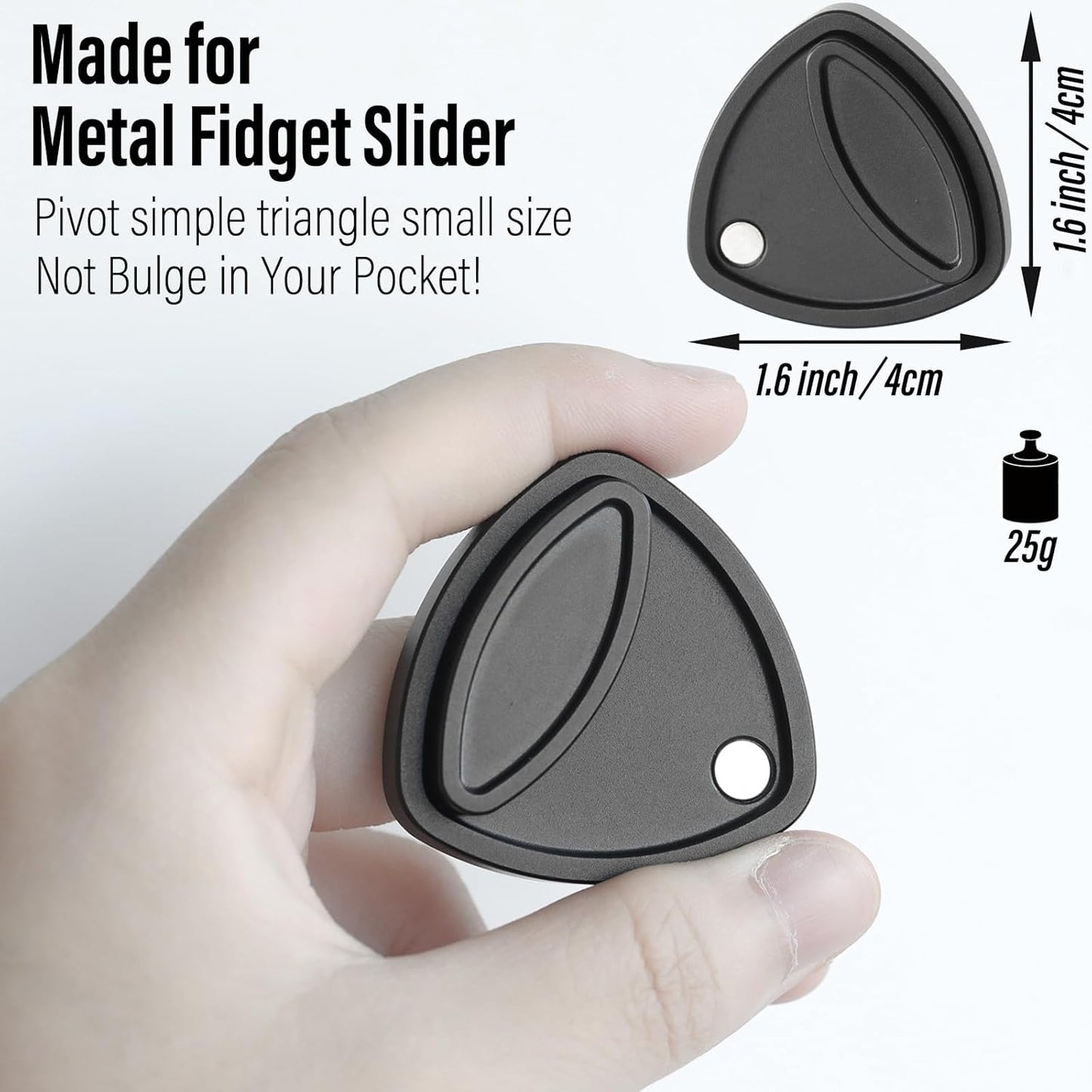 FREELOVE Pivot Magnetic Fidget Slider, Metal Worry Coin Haptic Clicker for Adults, Triangle Rotation Kinetic Toy Mechanical Sound EDC, Autism Sensory ADHD Anxiety Focus Meditation (Aluminum Black)