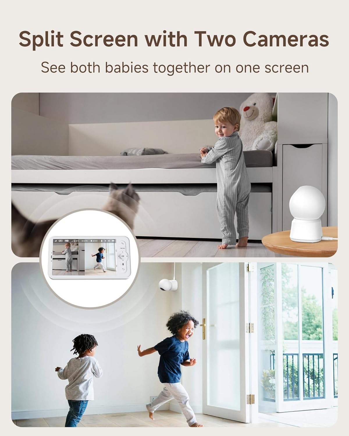 ARENTI Smart Baby Monitor with Camera and Audio, 1080P PTZ Camera with 5-inch Screen, Free Smartphone App, 2.4G WiFi, Auto Tracking, Temp Sensor, Lullaby, Night Vision, 2-Way Talk, Vox Mode(B2S Kit)