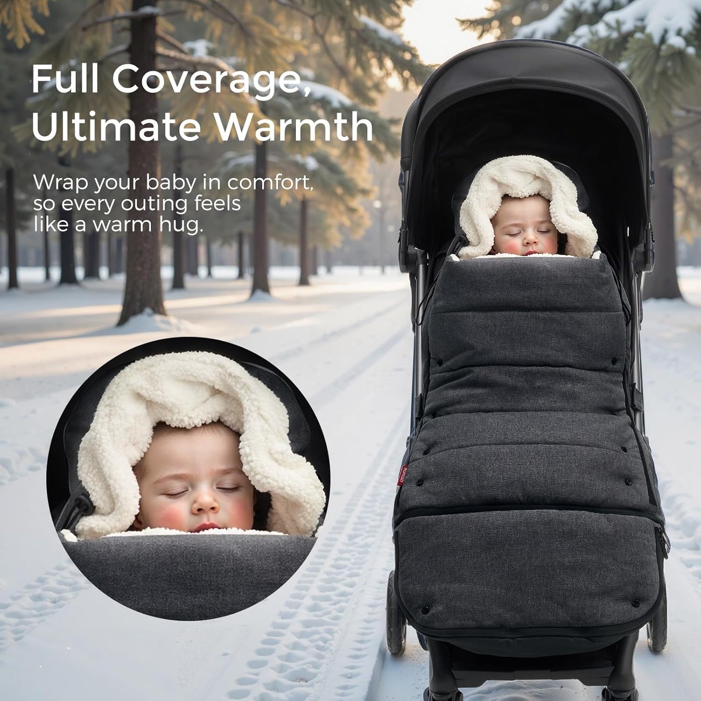 Momcozy Stroller Footmuff | Universal, Weather-Proof, Warm Stroller Bunting Bag | Extendable Winter Cover | Adjustable Buckle