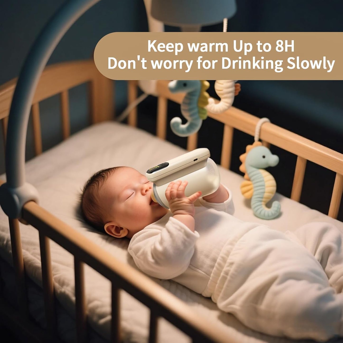 Portable Bottle Warmer, Travel-Friendly, Leak-Proof, Precise Temp-Control & LCD Display, Long Battery Life for Constant-Warm for 5-8 Hours, Feeding While Charging, Fast-Charging