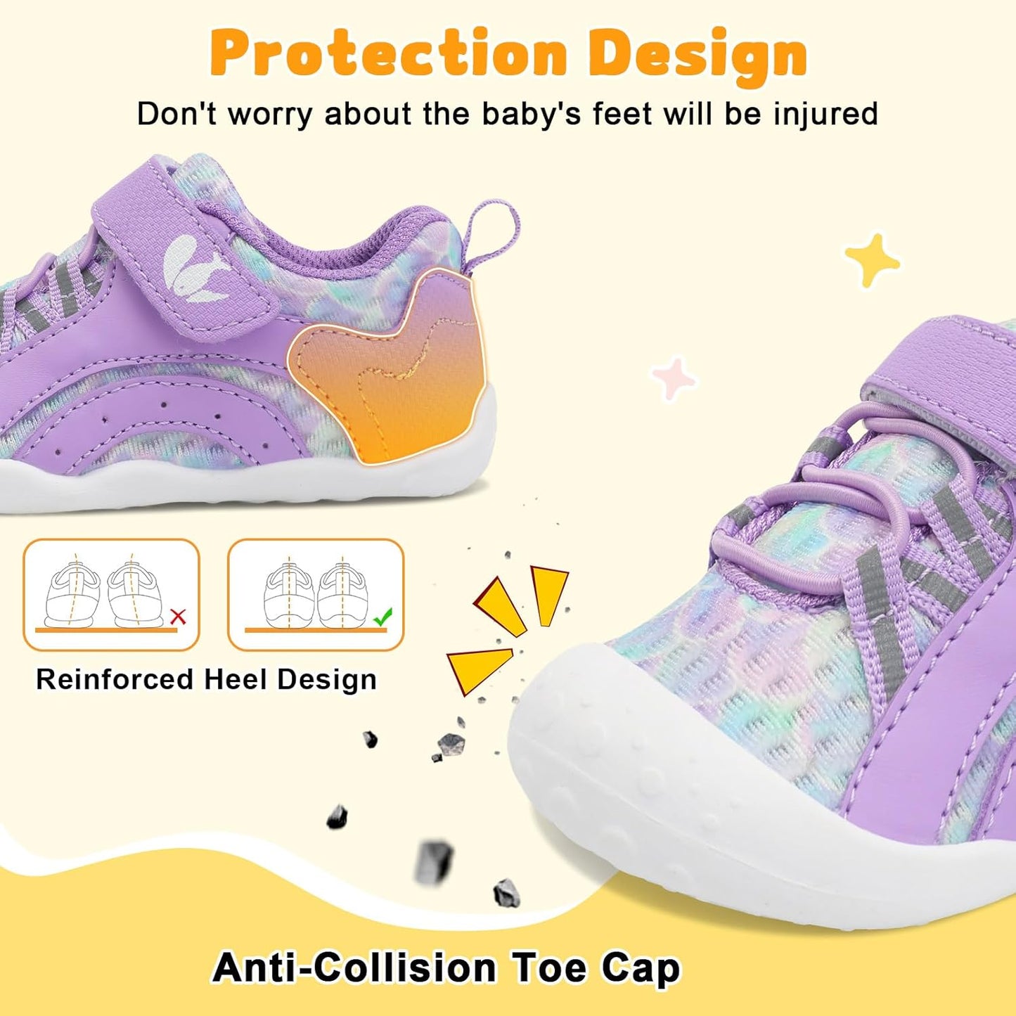 FEETCITY Wide Baby Shoes Boys Girls Baby Barefoot Shoes Breathable Infant Walking Shoe Crib Sock Shoe Toddler Sneakers Flexible