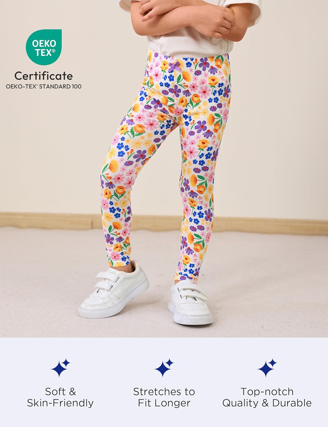 Toddler Girls Leggings 2-Pack Bamboo Viscose Little Girls Casual Stretch Pants