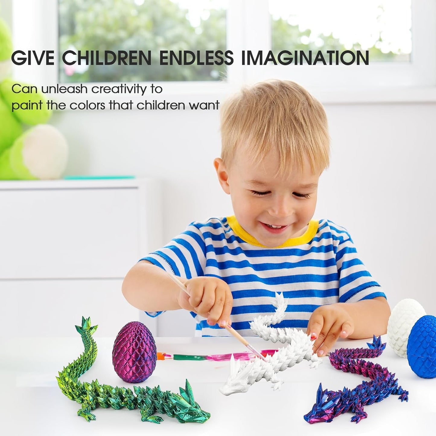 3D Printed Dragon Egg with Dragon Inside,12 Inch 3D Printed Dragon Egg Fidget Toy，Home Office Decor Executive Desk Toys for Autism/ADHD (Silk Gold)