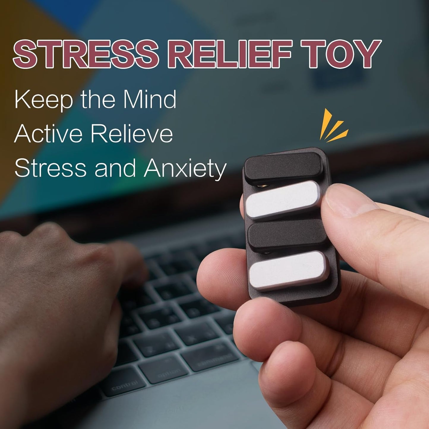 Piano Fidget Toys, Magnetic Metal Fidget Clicker EDC Fidget Slider for Adults, Help Stress Relief, Focused Concentration, Time Passing, ADHD Toys Exercise Fingers, Joints(Black Silver)