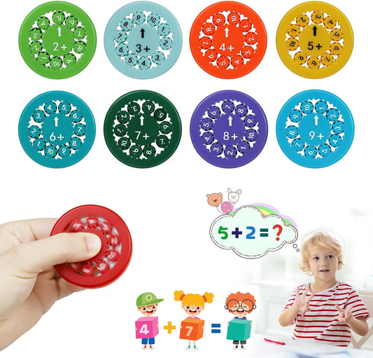 Math Facts Fidget Spinners,9 PCS Number Fidgets Spinner,Mini Quiet Fidget Toys,New Counting Fidgeters Game for Kids (Addition&Subtraction)