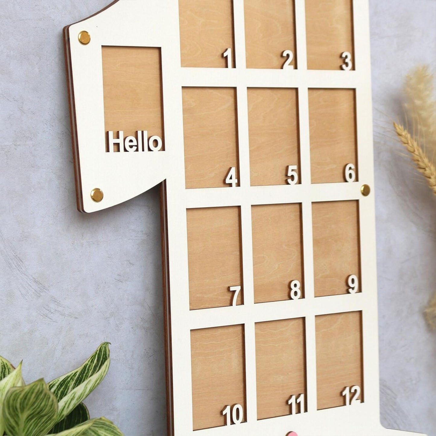 Personalized My First Year Photo Frame | 12 Months Picture Frame For Baby First Year | Displays Thirteen 2x3 Pictures And Birth Stats, Location | Birthday Party Decor Newborn Memory Keepsake