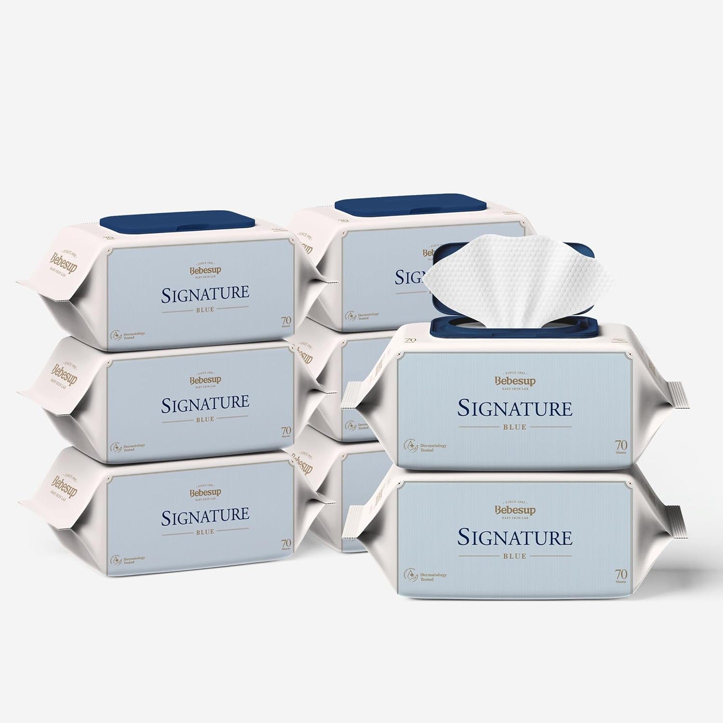 BEBESUP- Korea’s #1 Signature Baby Wipes - Hypoallergenic Water-based Unscented Alcohol-Free Ultra-Thick Super Seed Extracts Organic Plant-Based for sensitive skin Flip-Top 560 Count (8 Packs)