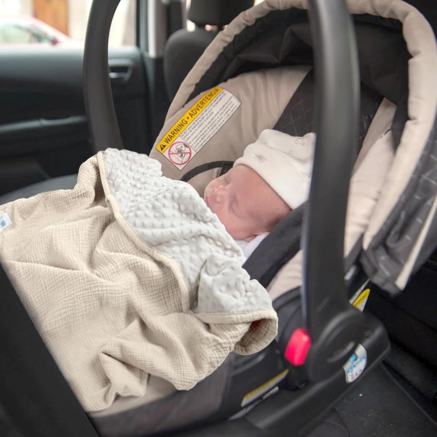 lulumoon Baby Blanket for Newborn Receiving: Minky Dot & Muslin Lightweight - Thermal Blanket Gift for Baby Shower & Hospital Welcoming 30"x40"（Ivory）