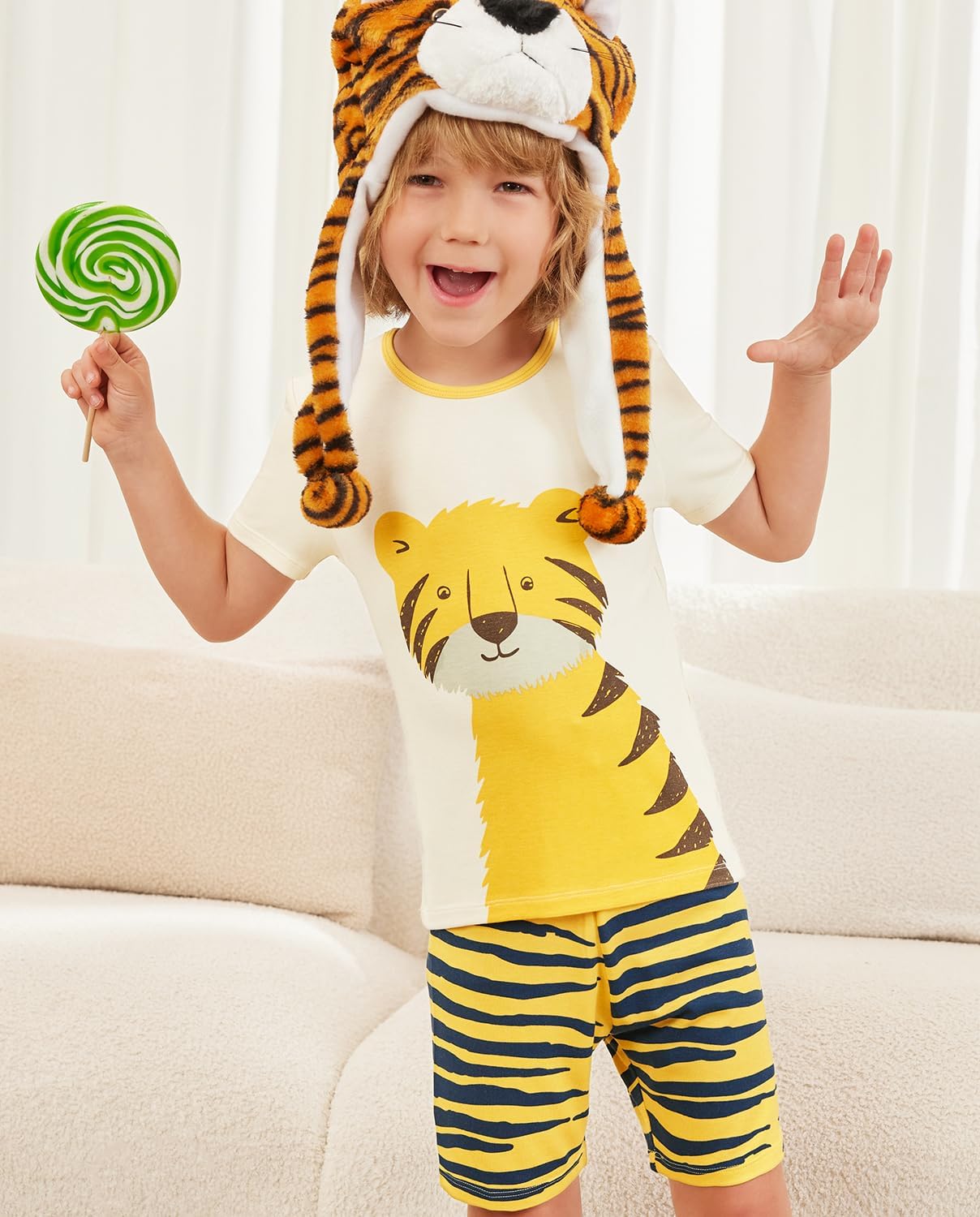 Bamboo Viscose Toddler Animal Pajamas Boys Girls Kids Cool Short Summer 12M-8Y Snug fit Pjs Set 2pcs