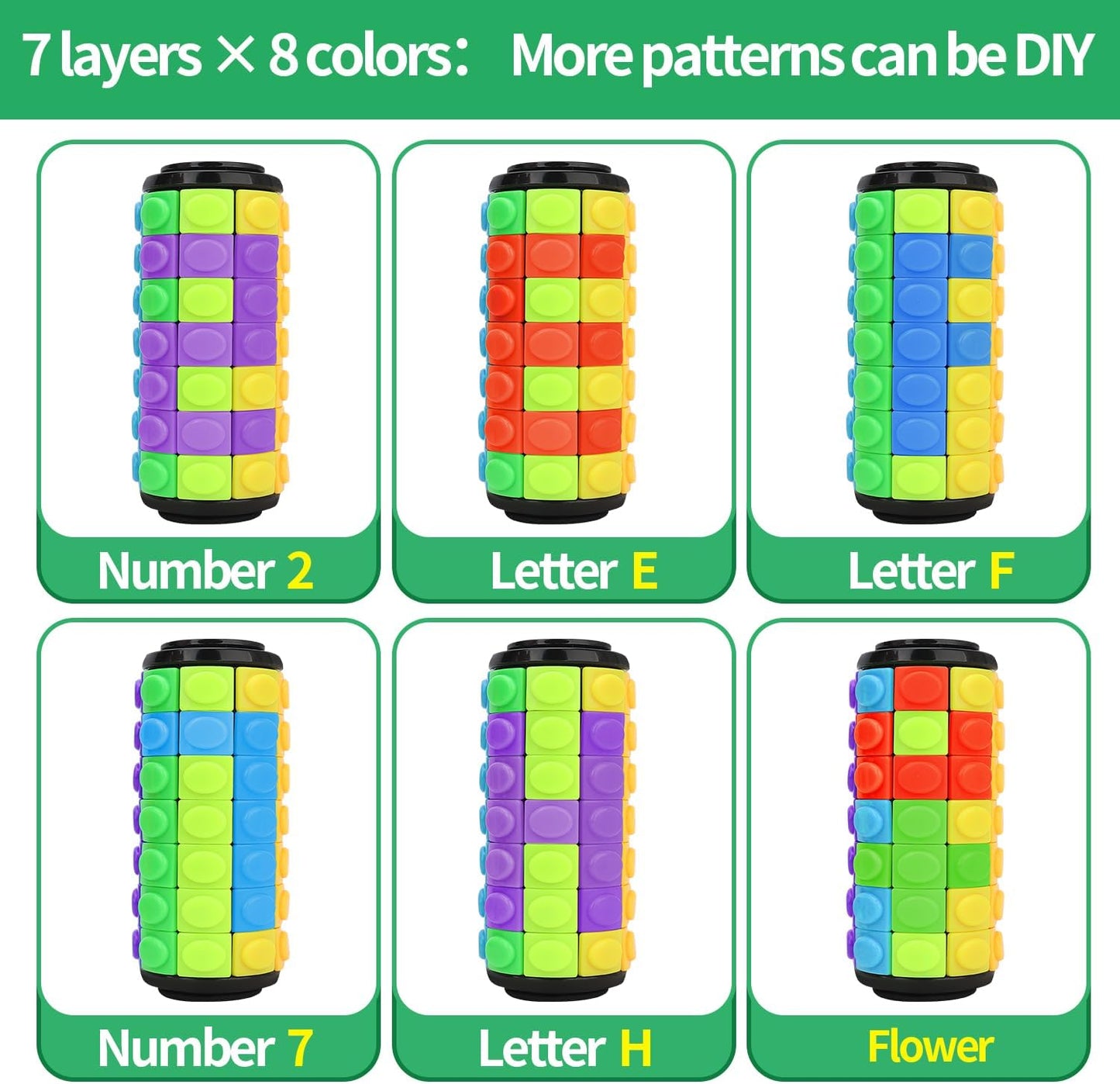 Rotate and Slide Puzzle, Finger Spinner Puzzle, Fidget Toys, Decompression Toy, 8 Colors,7 Layers, Educational Sensory Toy for Kids Adults (8 Colors X 7 Layers)