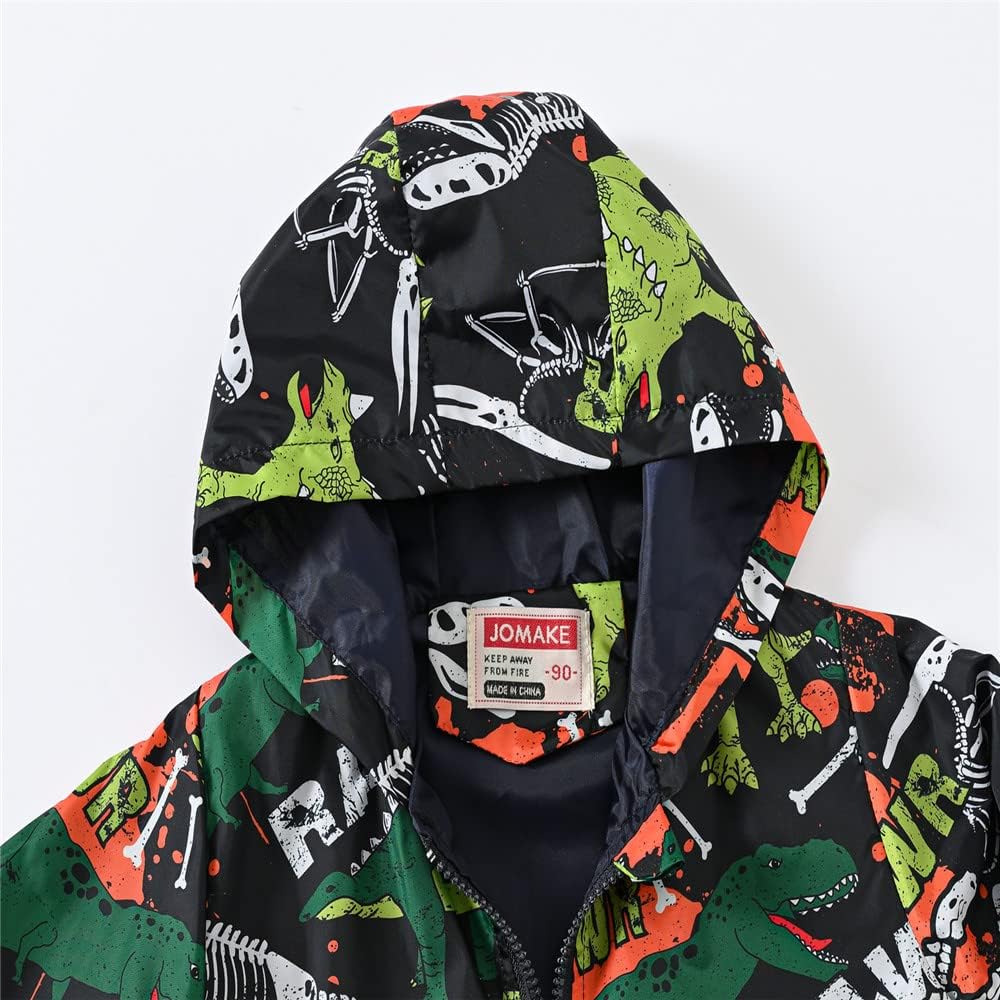 TUIJI Toddler Boys Girls Cartoon Print Zip Jacket Hooded Trench Lightweight Kids Coats Windbreaker Outdoor Cute Dust Coats