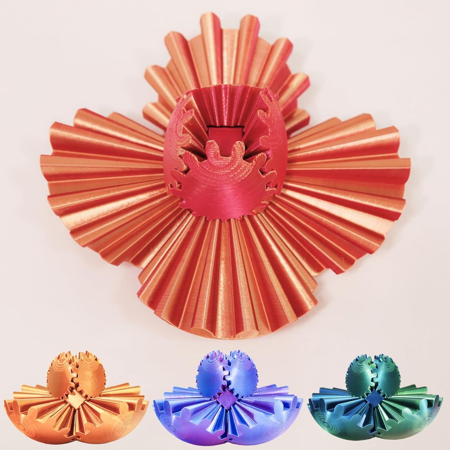 Gear Ball Fidget Toy - 3D Printed Stress Relief Spinner, Educational and Fun Gift for Kids & Adults, Durable & Eco-Friendly, Ideal for Birthday (Orang Red)