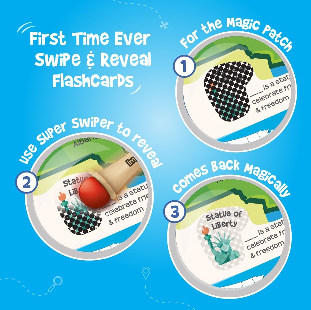 Imagimake Mapology USA Flash Cards | Learn United States Along with Flags and State Shapes | Ages 8-12 | Foam Jigsaw Puzzle, Fun Facts, Educational Toy for Kids | Gift for Christmas and Birthdays