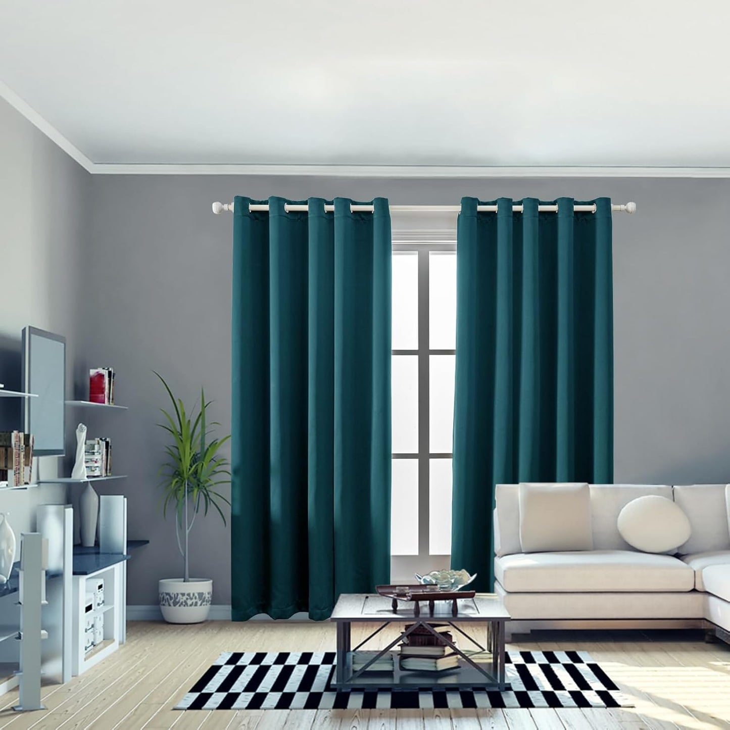 Anytime 100% Blackout Curtain Set, Thermal Insulated & Energy Efficiency Window Draperies for Guest Room, Full Shading Panels for Shift Worker and Light Sleepers（Greyish Blue, 2 Panels, 70W x 72L）
