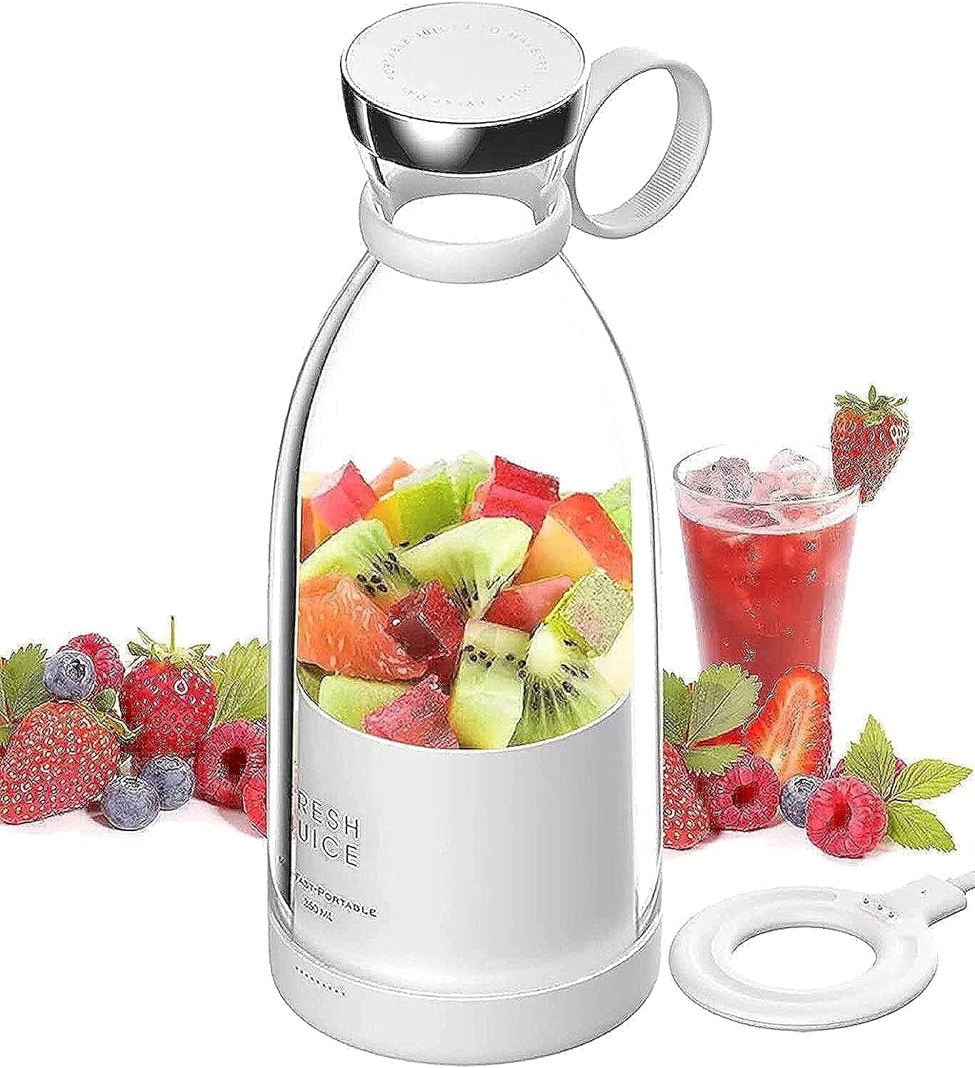 OTPEIR Portable Blender for Shakes and Smoothies with 11.83 Oz Travel Cup and Lid,Durable Stainless Steel Blades for Juice Blending Performance, White