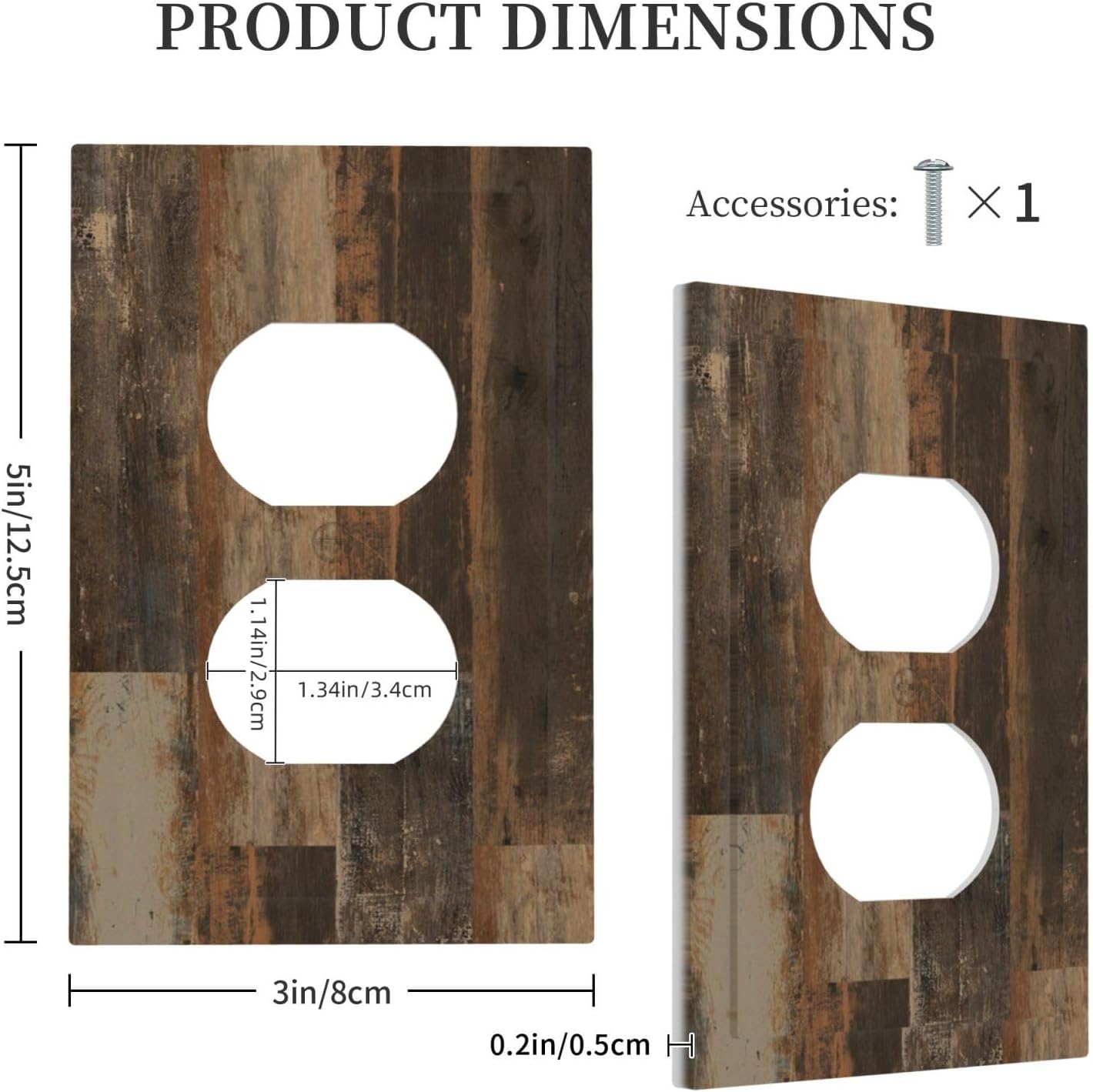 Rustic Brown Wood Grain Dark Oak Outlet Covers 1 Gang Duplex Light Switch Cover Decorative Switch Plates Electrical Receptacle Faceplate Wall Plate for Farmhouse Home Decor