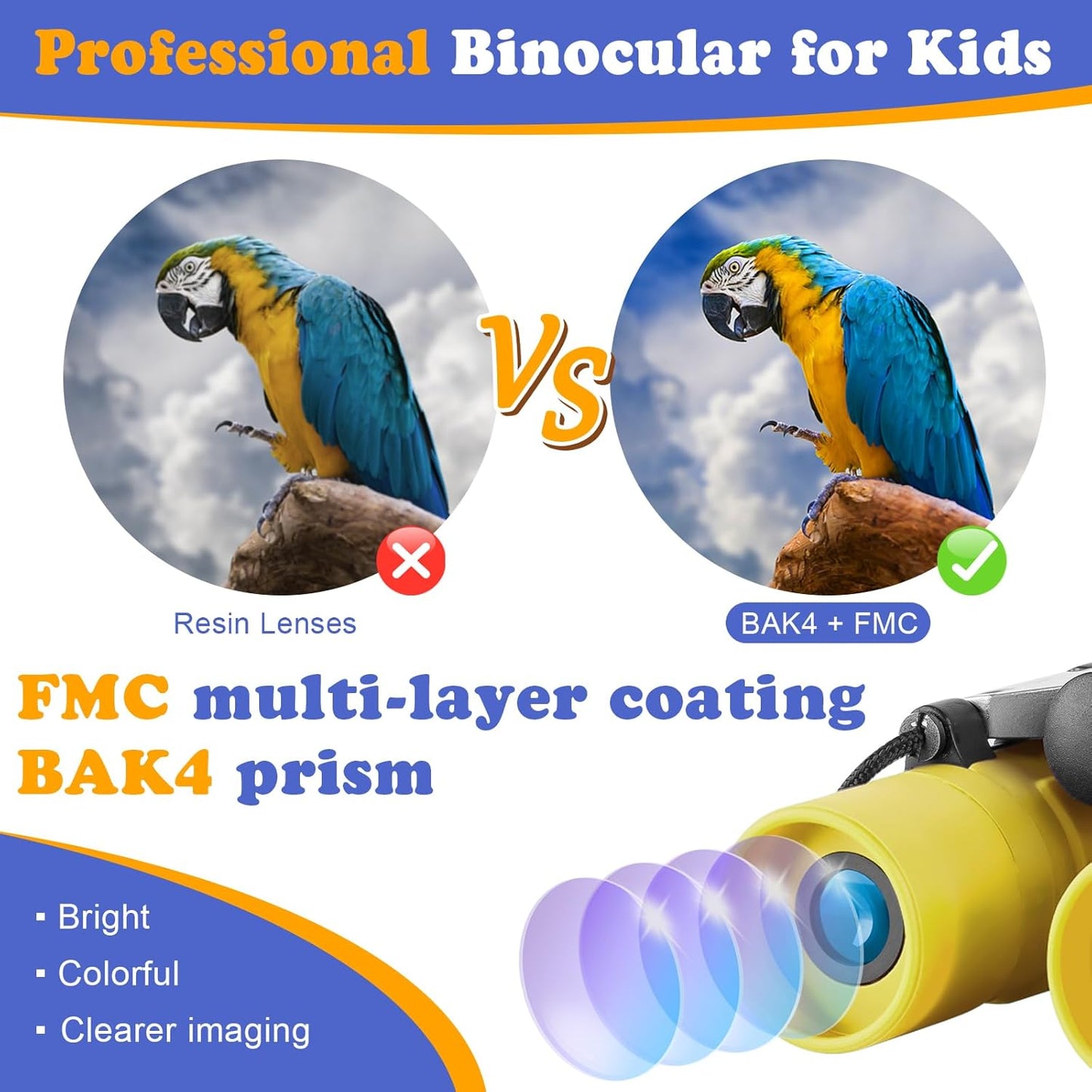 Obuby Real Binoculars for Kids Gifts for 3-12 Years Boys Girls 8x21 High-Resolution Optics Compact Toy Binocular for Bird Watching,Travel, Camping