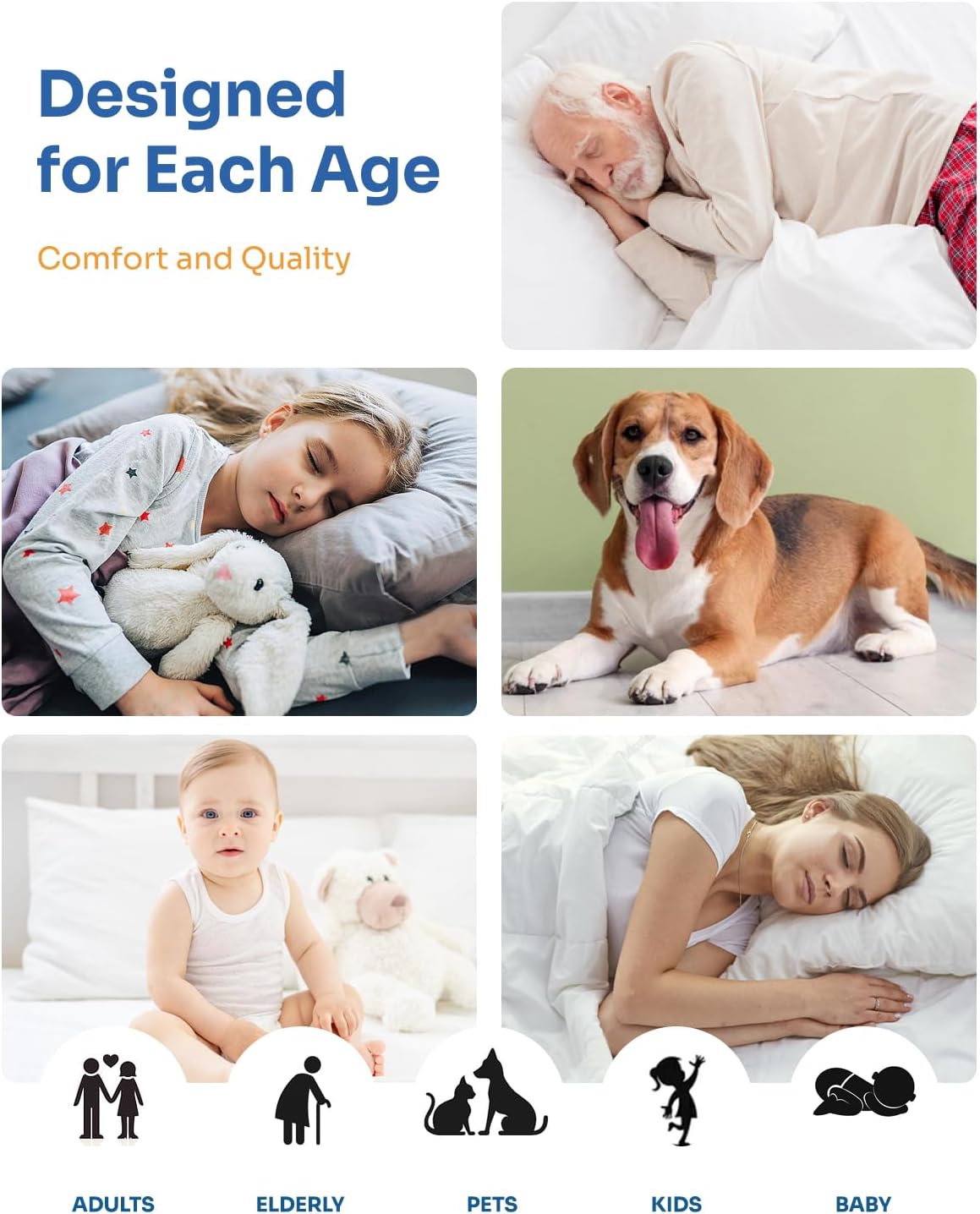 Washable Bed Pads 36" x 52" - 6 Pack, Blue, Waterproof Bed Pads for Incontinence, Bed Wetting Pads for Bed, Sofa, Floor, Resuable Underpads for Adults, Seniors, Pet