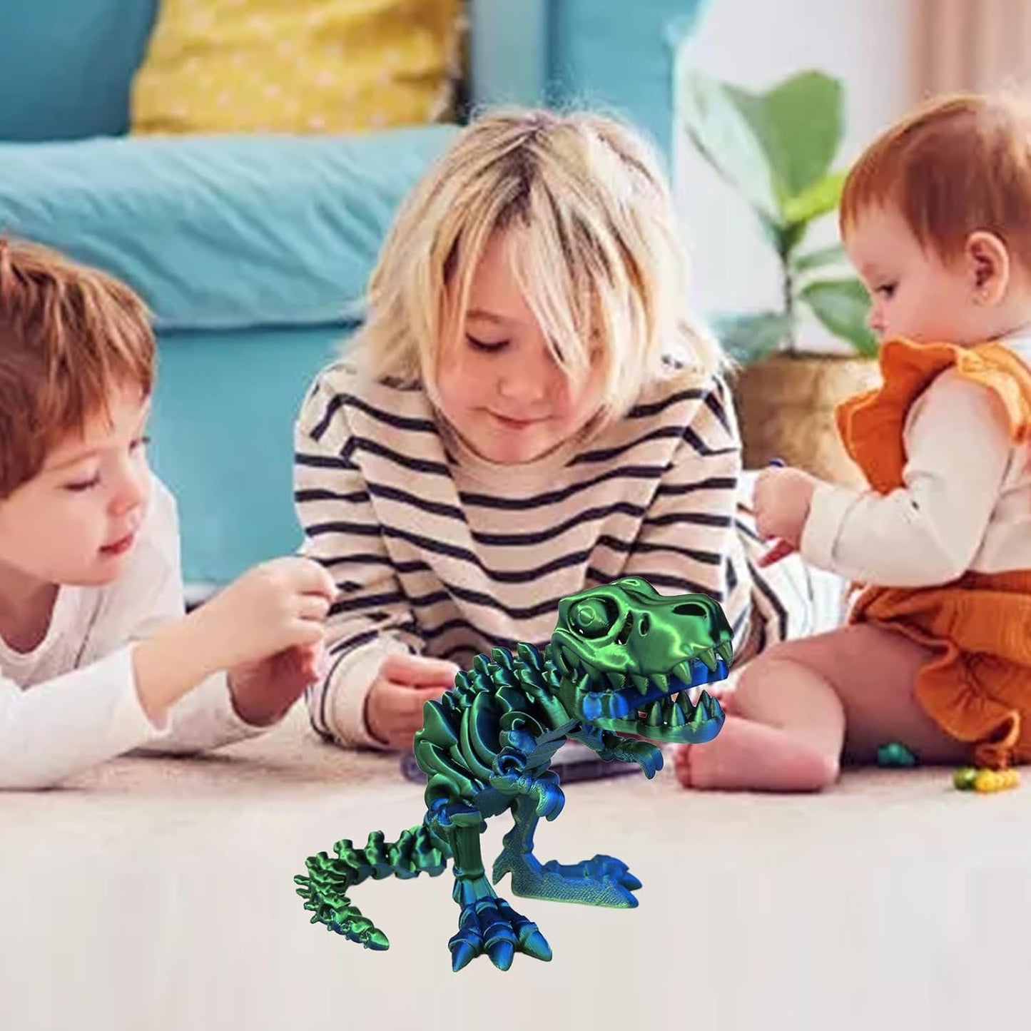 3D Printed Dinosaur Bones Tyrannosaurus Rex Skeleton with Movable Joints, 3D Model Skull T-Rex, Flexible Articulated Dinosaur Fidget Toys Adults for Autism/ADHD
