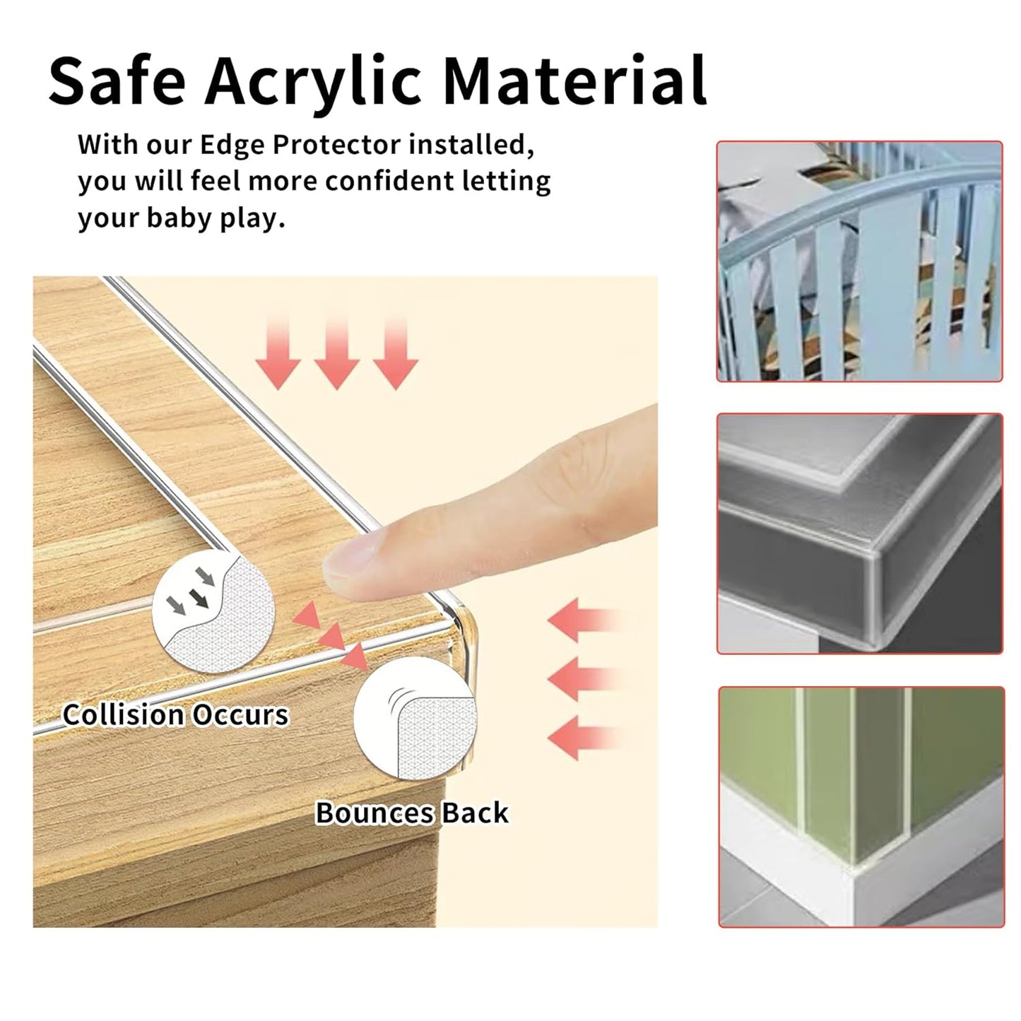 Baby Proofing Edge Protector for Baby 9.84ft,Clear Edge Protector Strip Sharp Edge Wrap Cover Tape,Corner Bumpers for Furniture,Crib Rail Covers for Teething