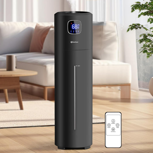 Large Humidifiers for Bedroom, 9L/2.5Gal Ultrasonic Cool Mist, Easy Clean with 350ML/H Large Mist Speed, Quiet Tower, Suitable for Kids Room Plant Yoga (Black)