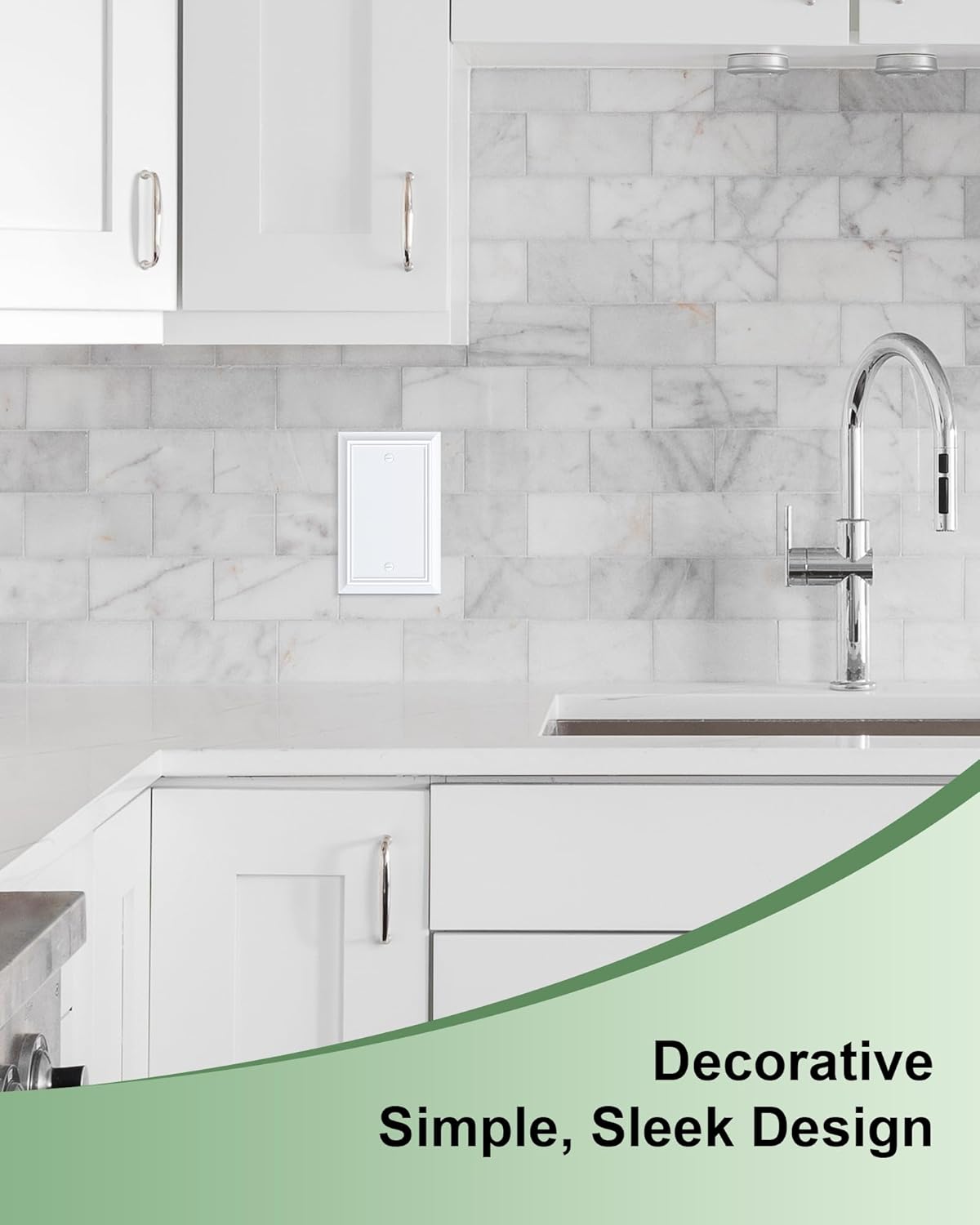 2-Pack Single Blank Wall Plate, Durable Natural Bamboo Fiber Wall Plate Cover,Pure White 1 Gang Wall Plate for Unused Outlets/Switches, Corrosion Resistant