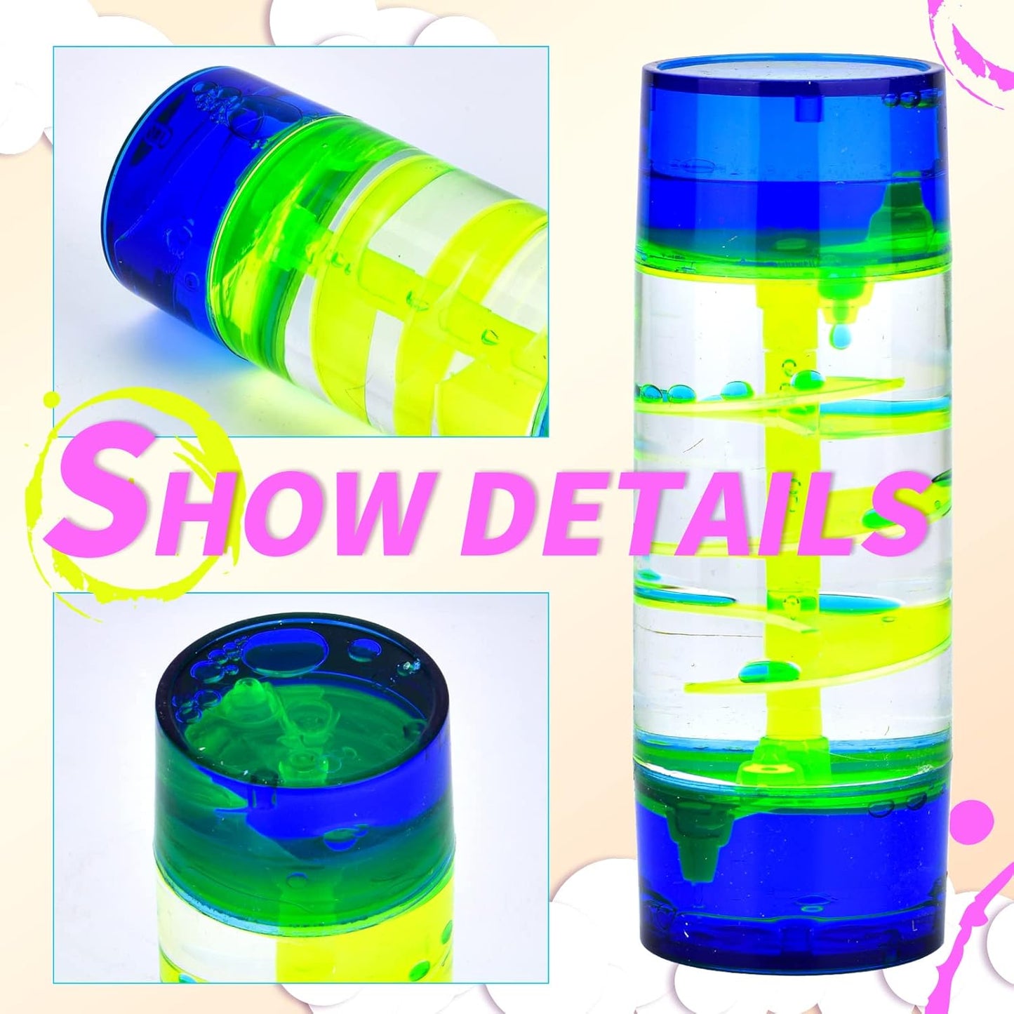 3 Types Liquid Motion Bubbler Liquid Timers for Kids Sensory Fidget Toys Small Calming Toy (Style-2)