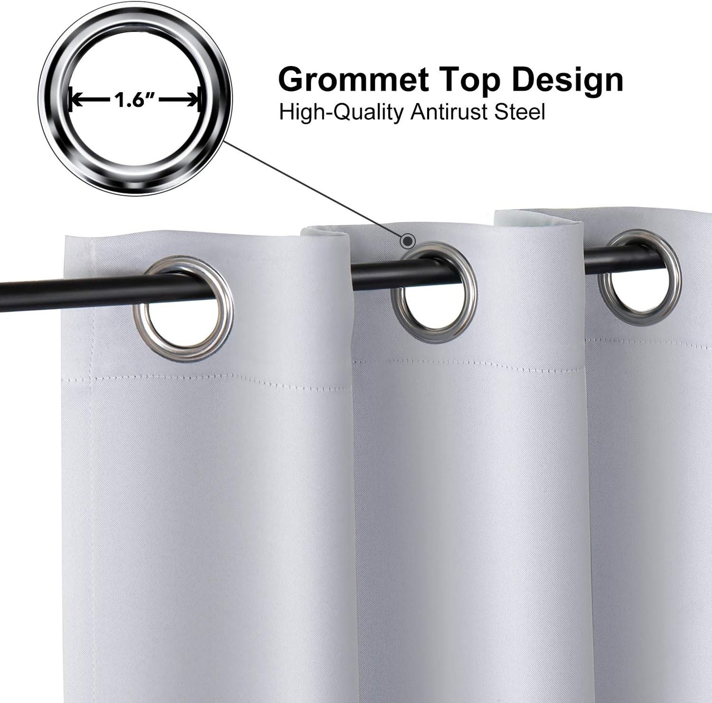 ChrisDowa Grommet Room Darkening Curtains for Bedroom and Living Room - 2 Panels Set Thermal Insulated Blackout Curtains (Greyish White, 38W x 45L)