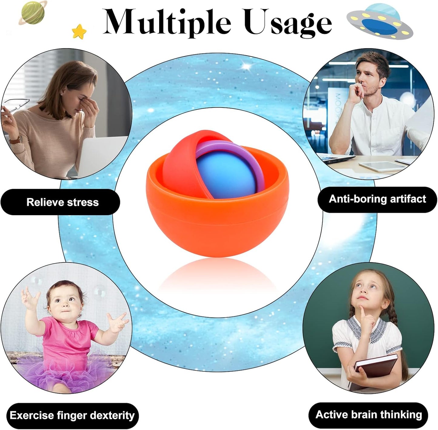 Fidget Toy for Adults, Fidget Gyro Toys, Gift Ideas Fidgets Gifts for Boys Girls Teens Kids, ADHD Autism Stress Relief Finger Toy Hand Fidget Spinner