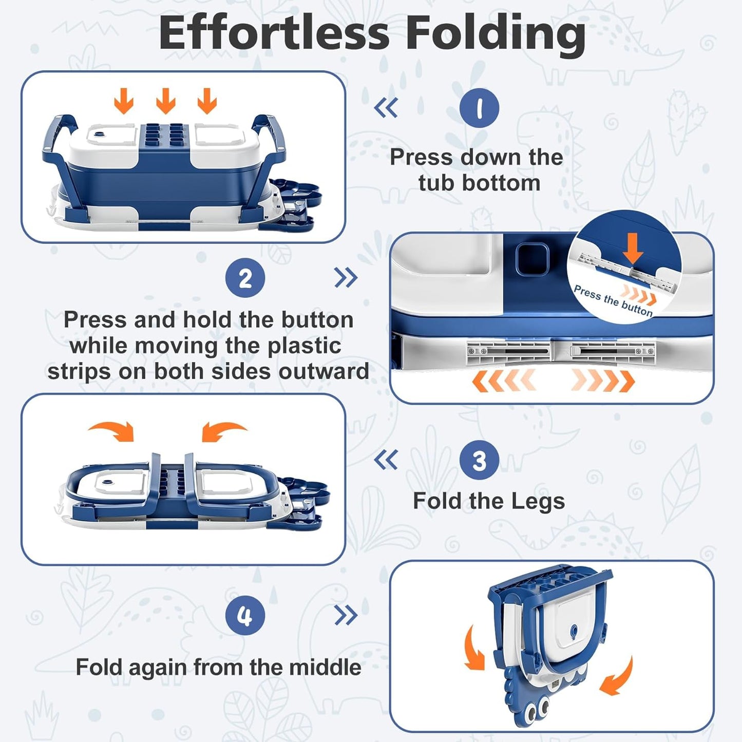 TPN Collapsible Baby Bathtub, Baby Bath Tub with Soft Cushion & Real-Time Thermometer, Baby Bathtub Infant to Toddler Tub (0-36 Months), Portable Newborn Travel Bath tub