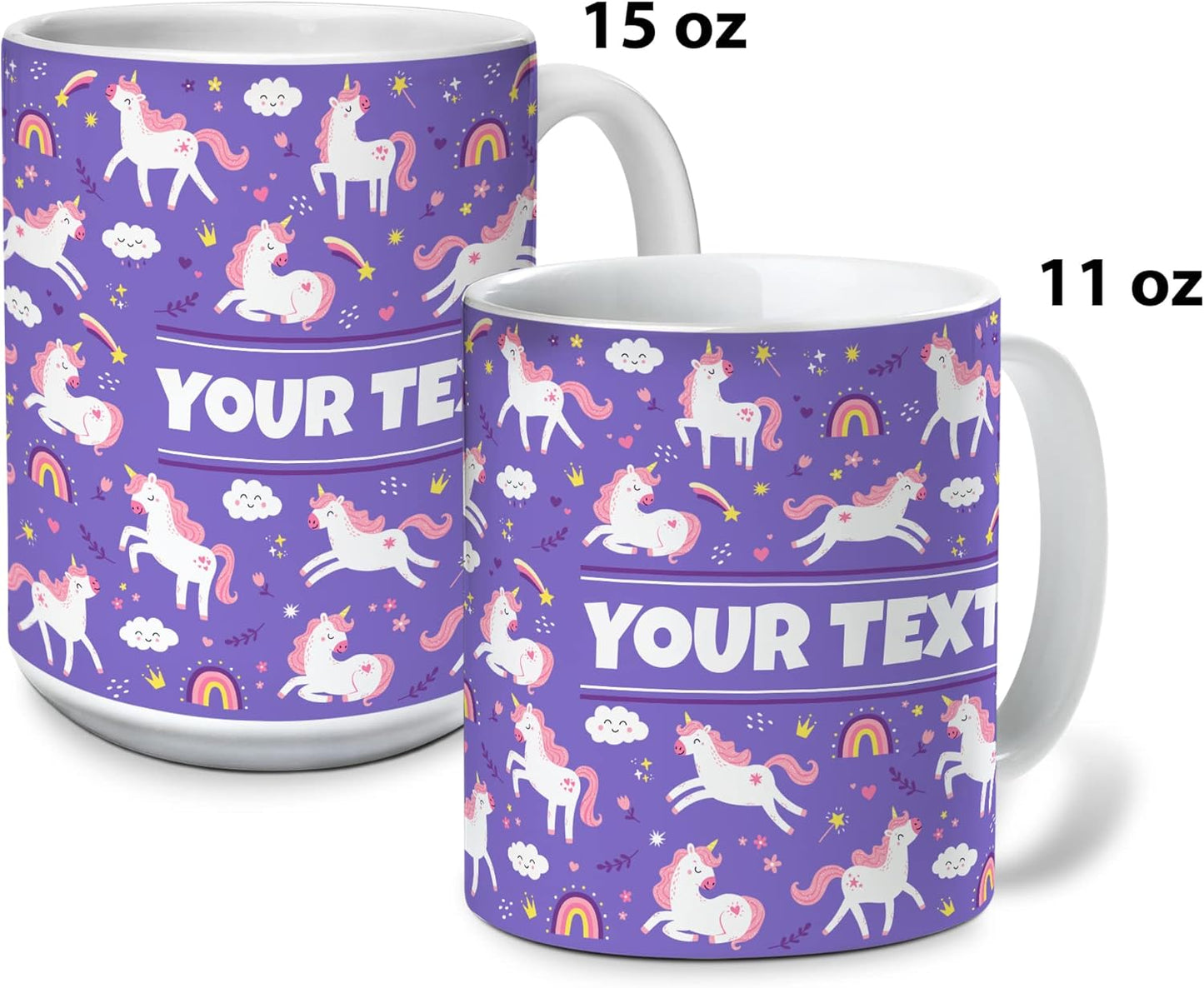 Personalized Mug for Kids - Purple Unicorn - Custom Name/Text, Ceramic Hot Chocolate/Cocoa/Coffee Cup for Girls, Birthday/Christmas/Holiday Gift - 11 oz, Black Handle
