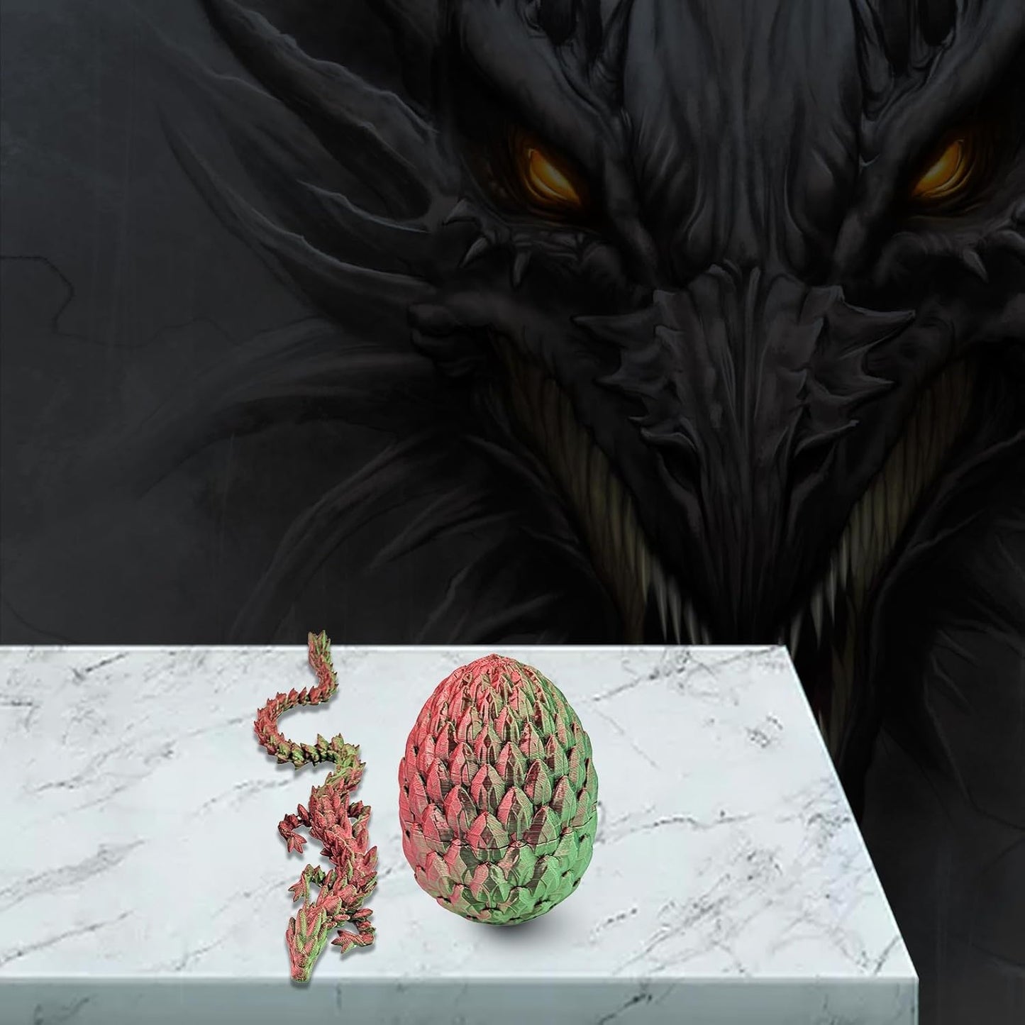 Easter Dragon Eggs 3D Printed Dragon Egg with Dragon Inside Articulated Crystal Dragon Fidget Toy Mystery Easter Suprise Home Office Decor Executive Desk Toys