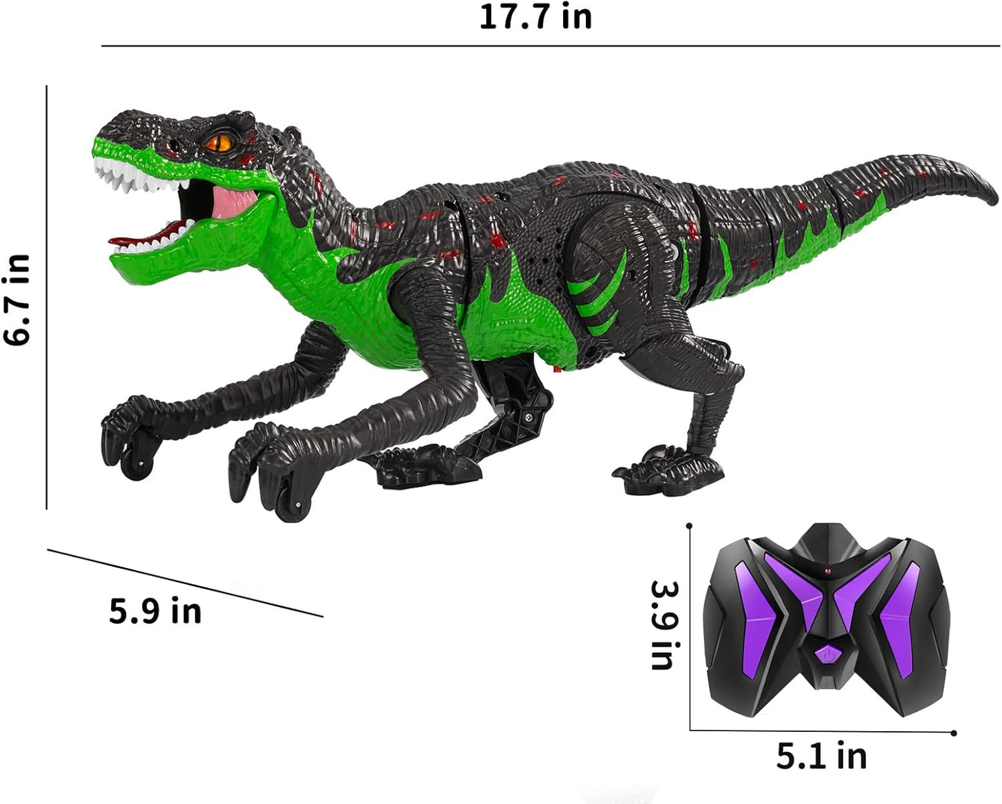 TEMI Large Remote Control Bionic Dinosaur Toy for Kids 3-12, Realistic Mist Spray Electric Walking Jurassic T-rex, RC Dino Robot Toy with Light & Roar, Gift for Toddlers Boys Girls 4-7